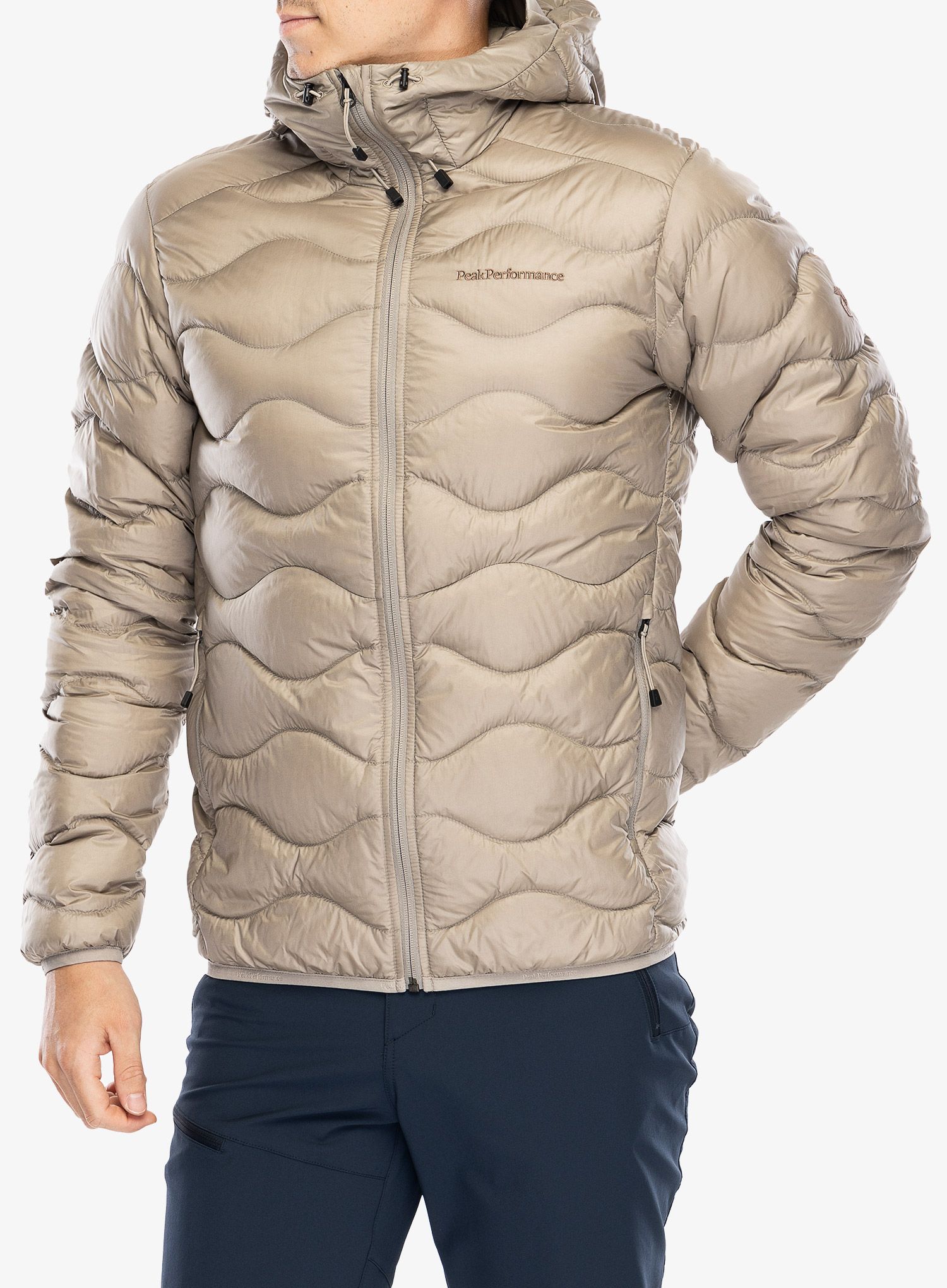Péřová bunda Peak Performance Helium Down Hood Jacket - avid beige