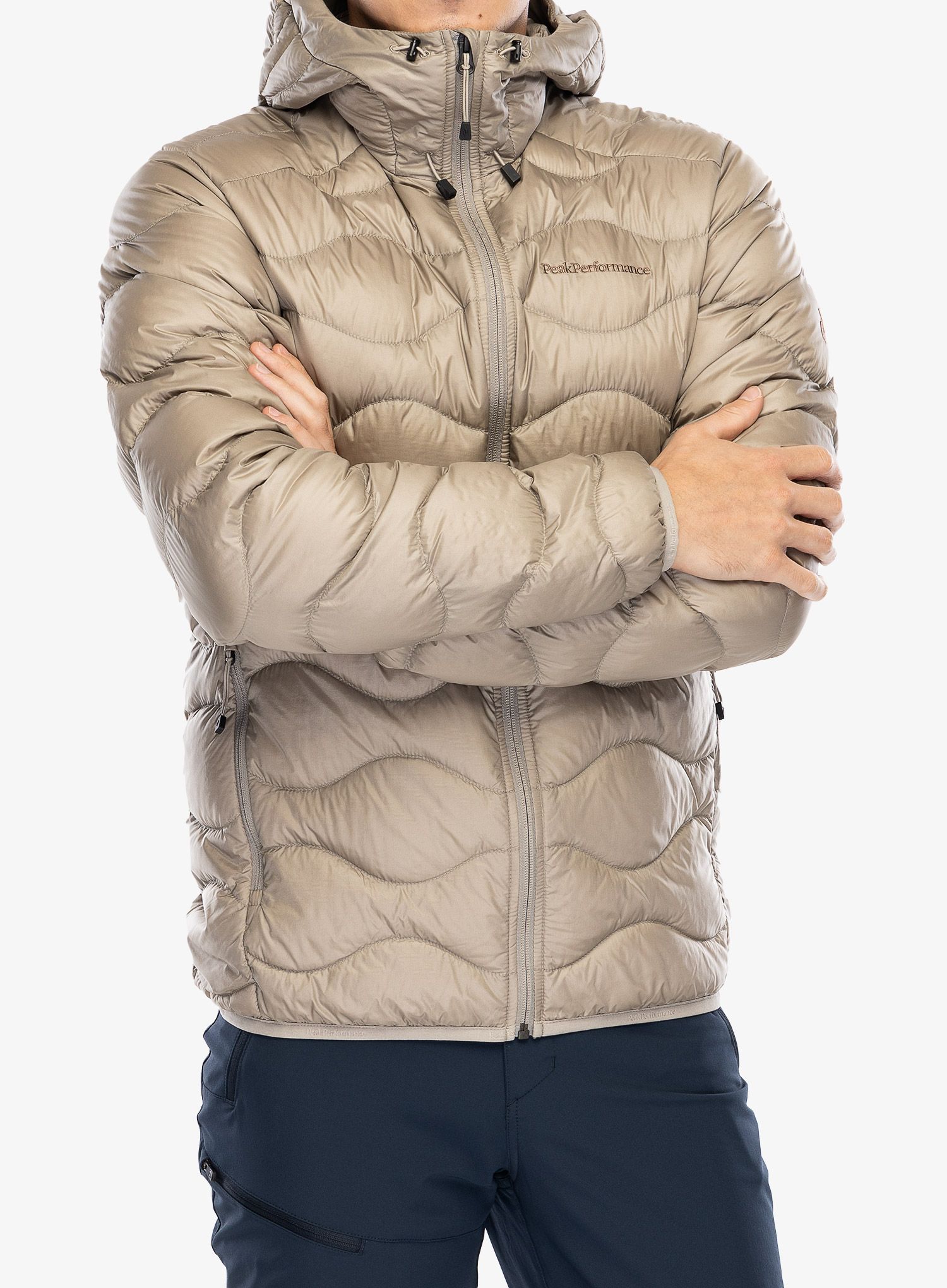 Péřová bunda Peak Performance Helium Down Hood Jacket - avid beige