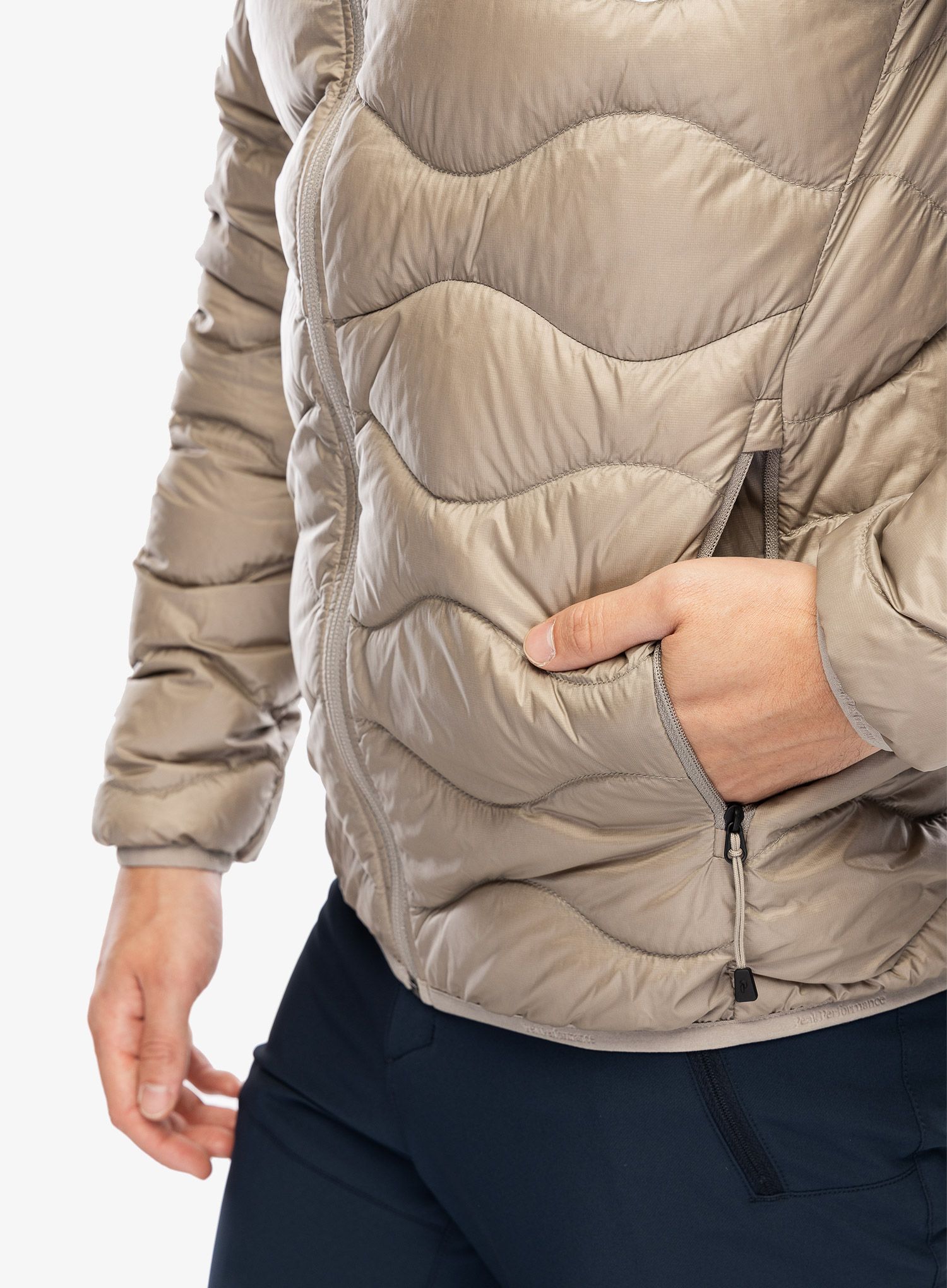 Péřová bunda Peak Performance Helium Down Hood Jacket - avid beige