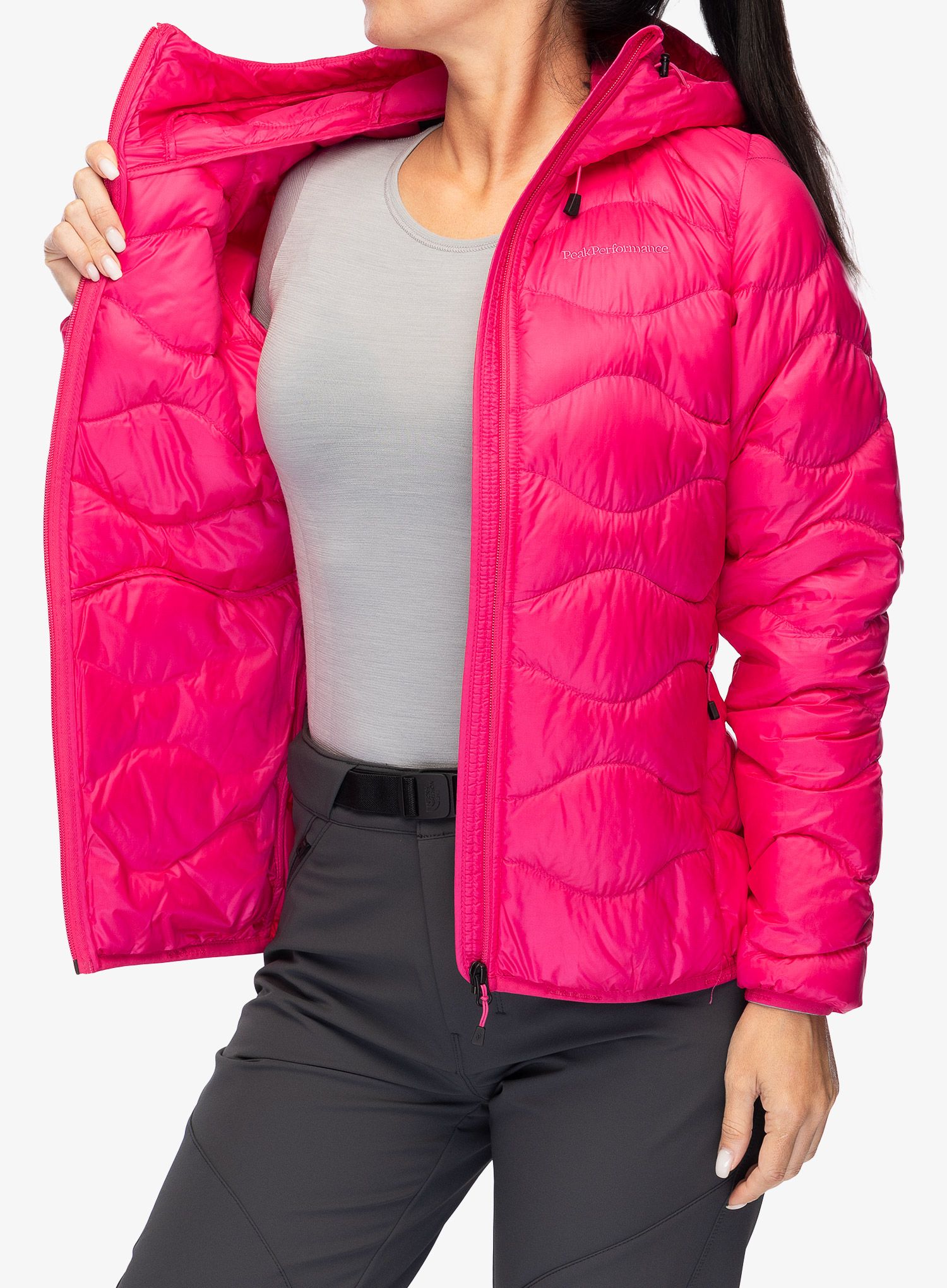 Dámská péřová bunda Peak Performance Helium Down Hood Jacket - beetroot purple