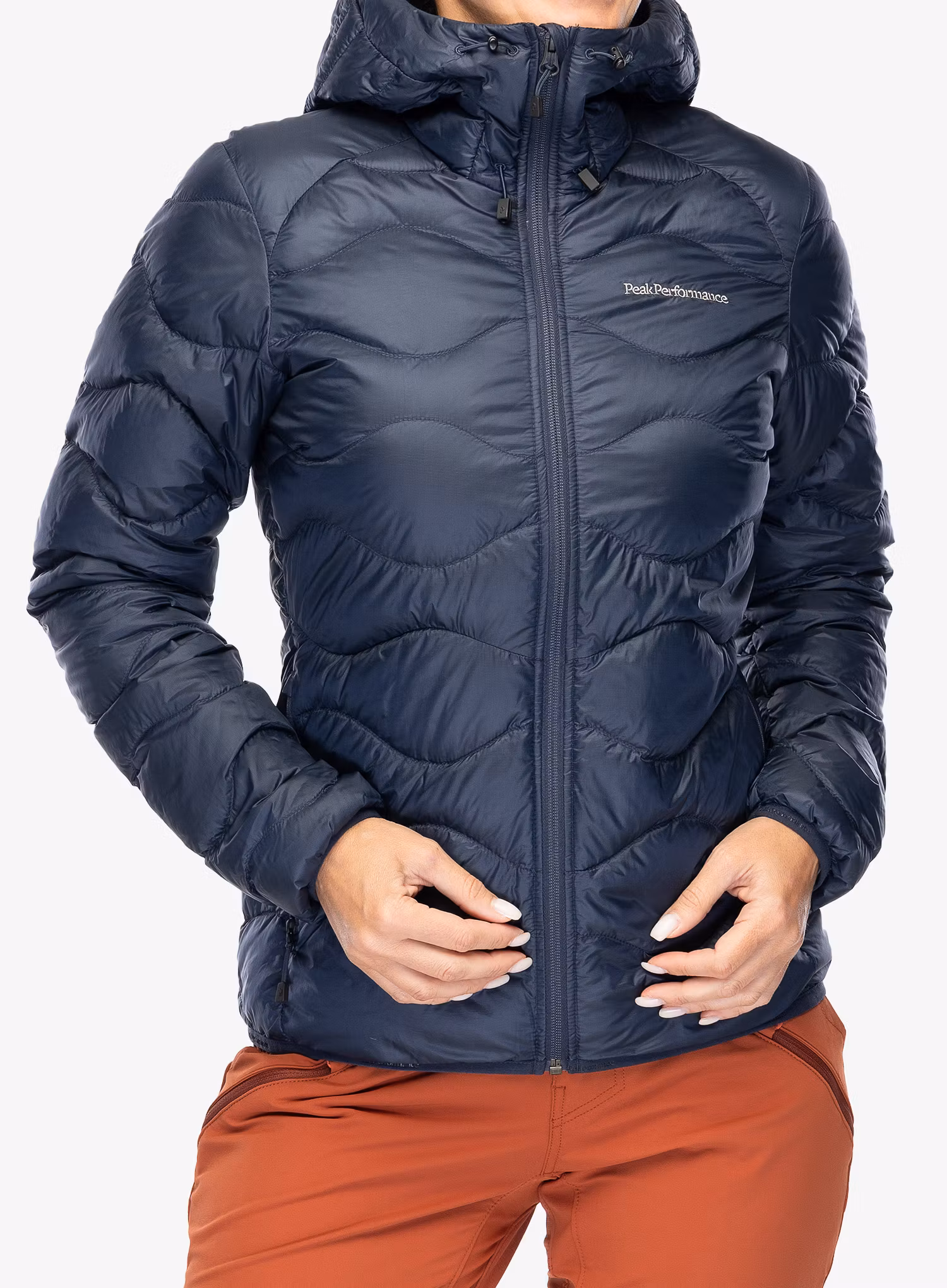 Dámská péřová bunda Peak Performance Helium Down Hood Jacket - blue shadow/shadow