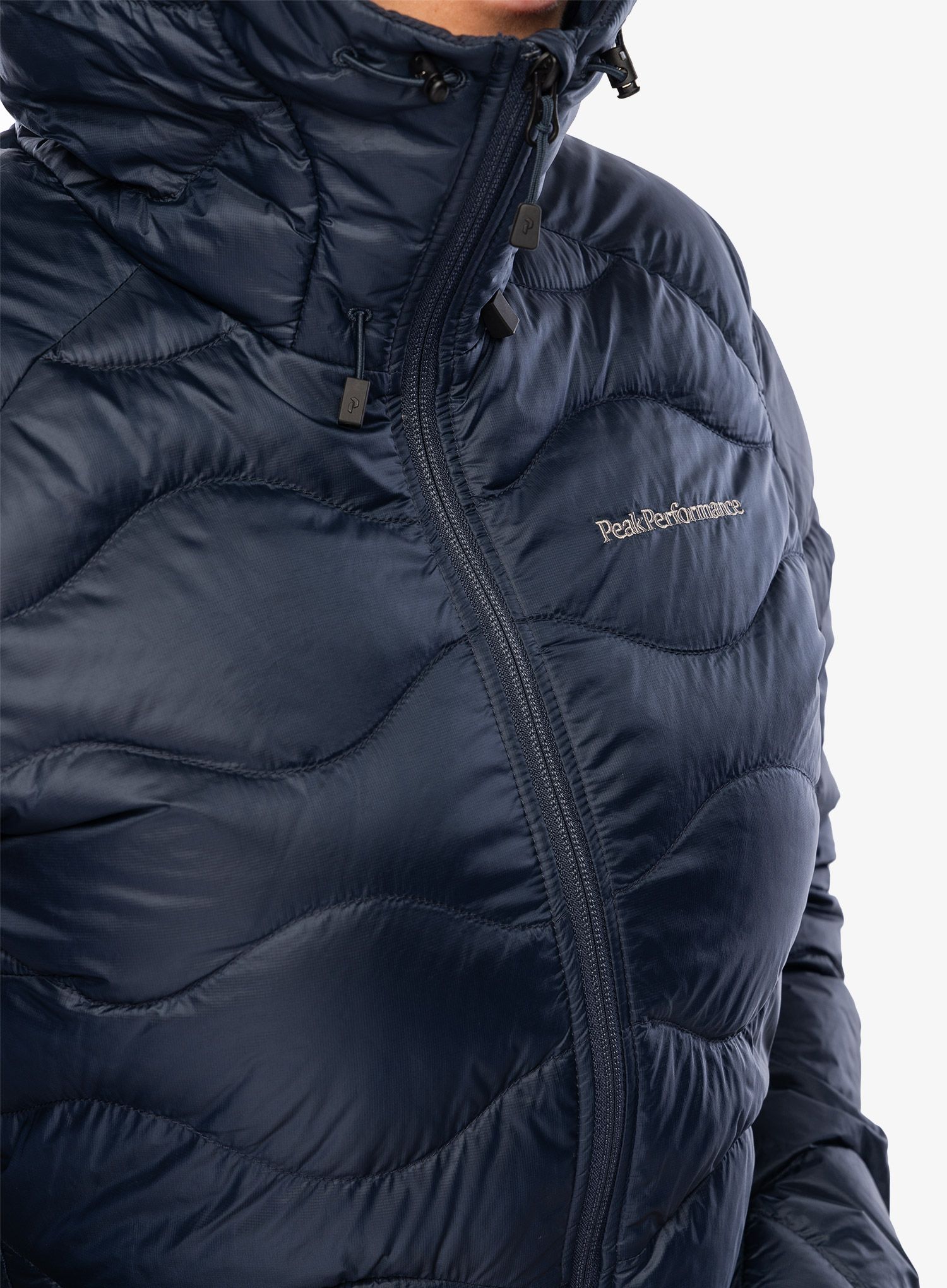 Dámská péřová bunda Peak Performance Helium Down Hood Jacket - blue shadow/shadow