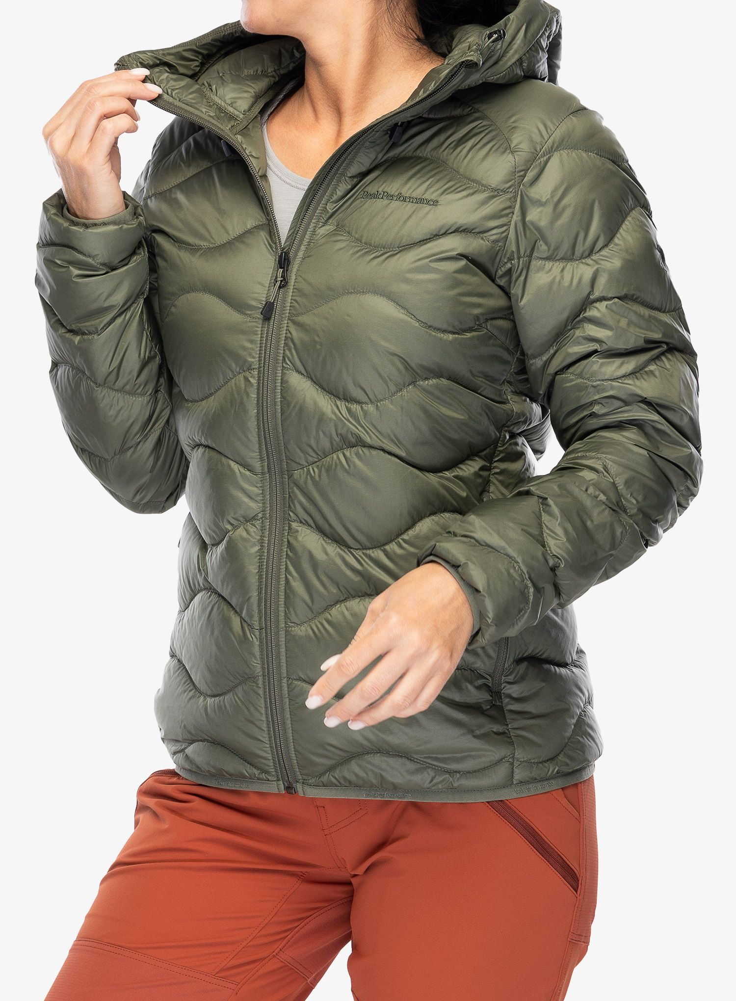 Dámská péřová bunda Peak Performance Helium Down Hood Jacket - pine needle