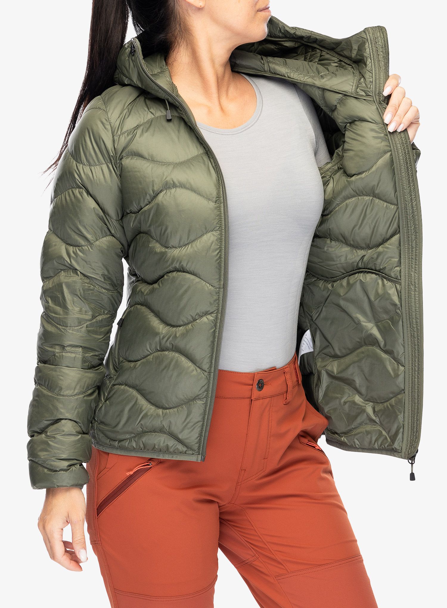 Dámská péřová bunda Peak Performance Helium Down Hood Jacket - pine needle