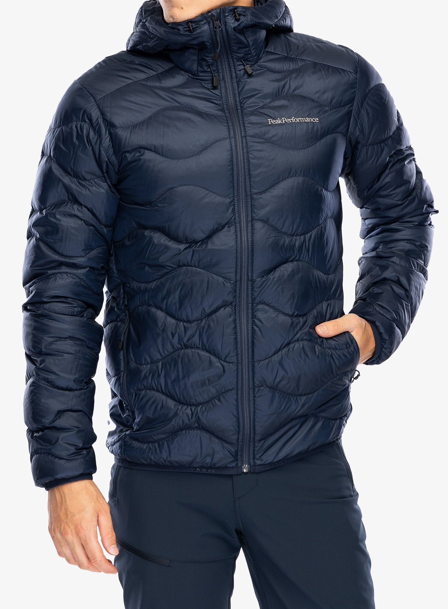 Péřová bunda Peak Performance Helium Down Hood Jacket - blue shadow