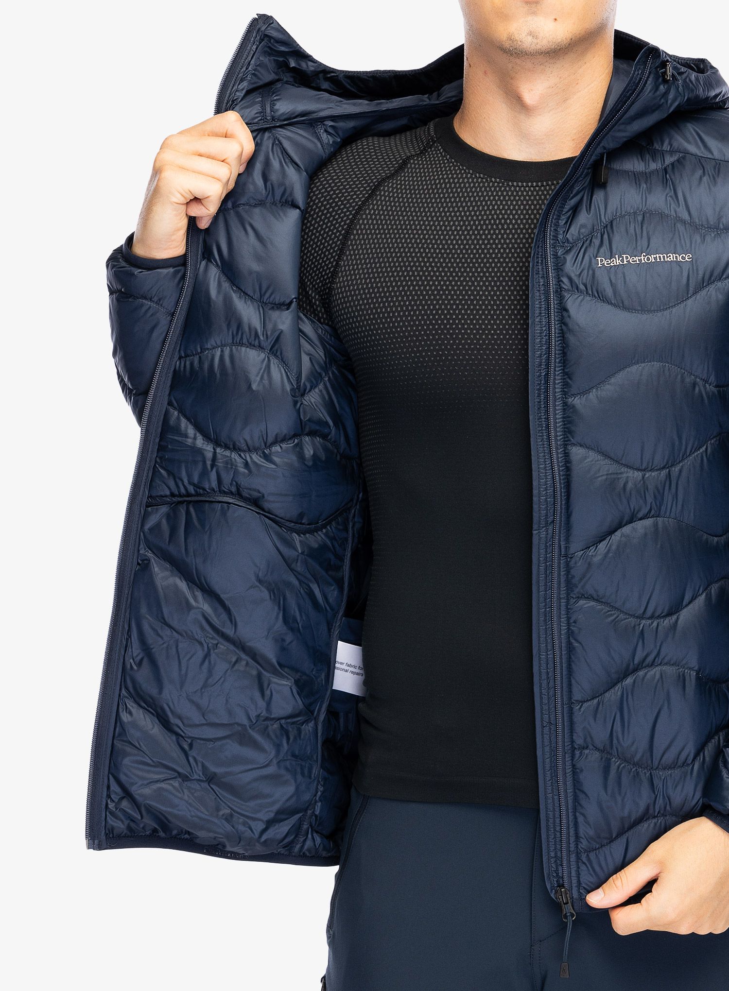 Péřová bunda Peak Performance Helium Down Hood Jacket - blue shadow