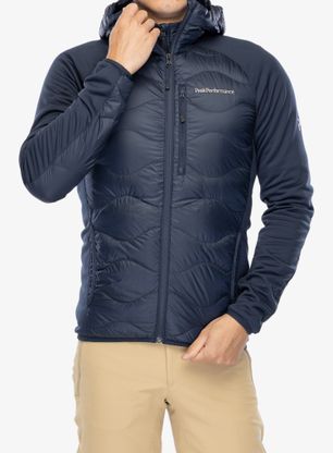 Hybridní bunda Peak Performance Helium Down Hybrid Hood - blue shadow