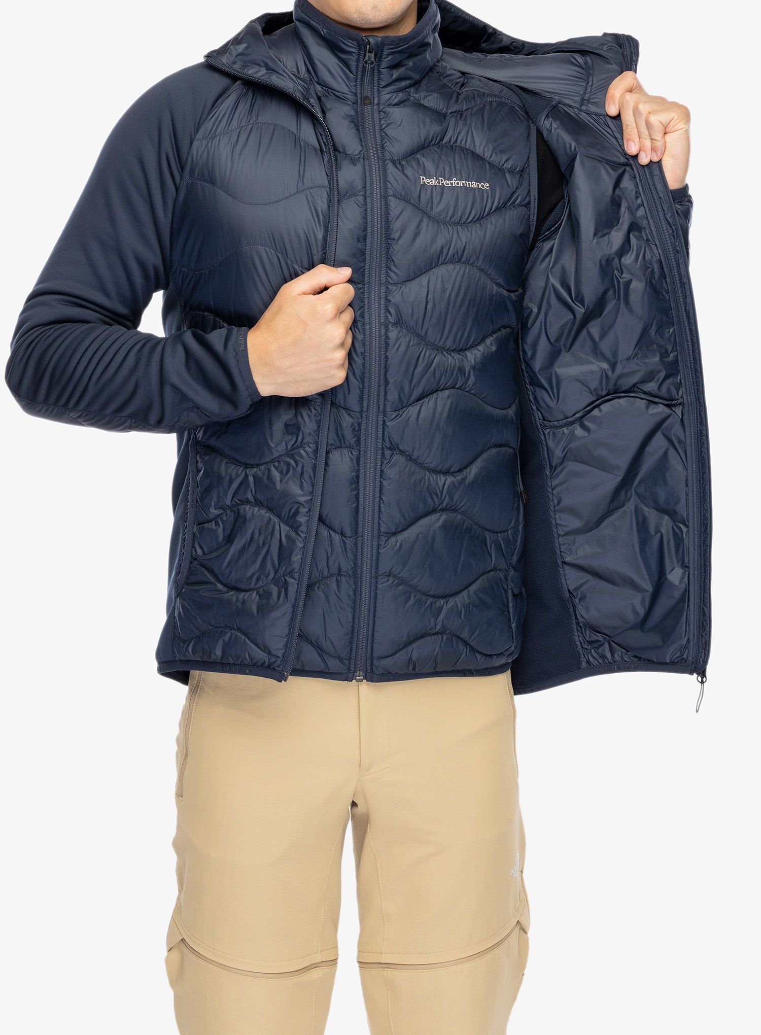 Hybridní bunda Peak Performance Helium Down Hybrid Hood - blue shadow