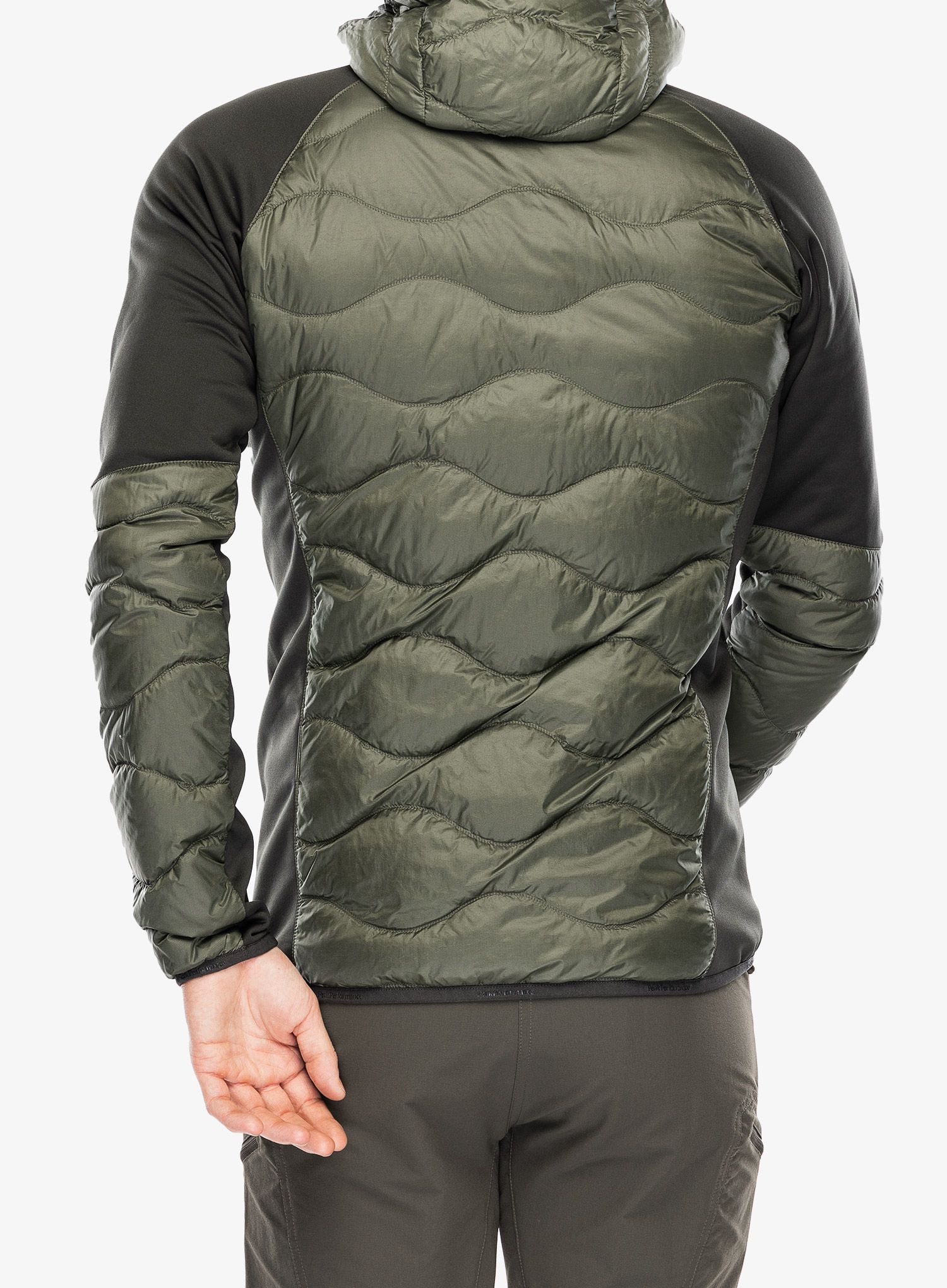Hybridní bunda Peak Performance Helium Down Hybrid Hood - olive extreme