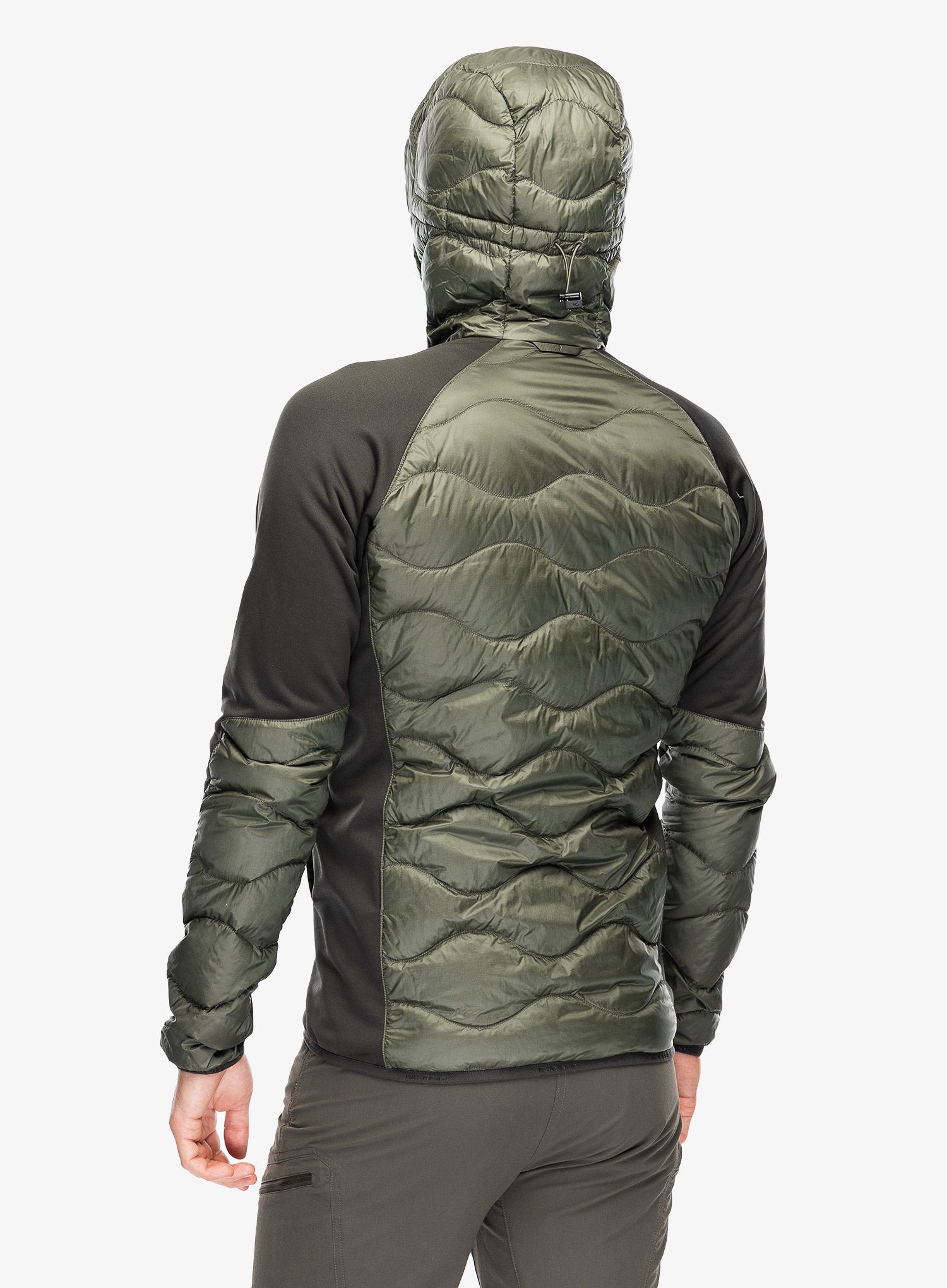 Hybridní bunda Peak Performance Helium Down Hybrid Hood - olive extreme