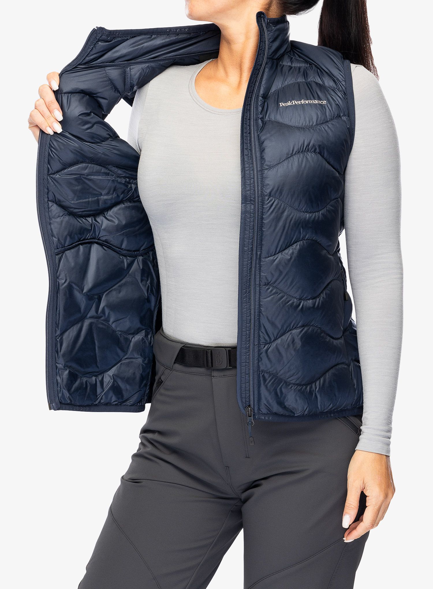 Péřová vesta dámská Peak Performance Helium Down Vest - blue shadow/shadow
