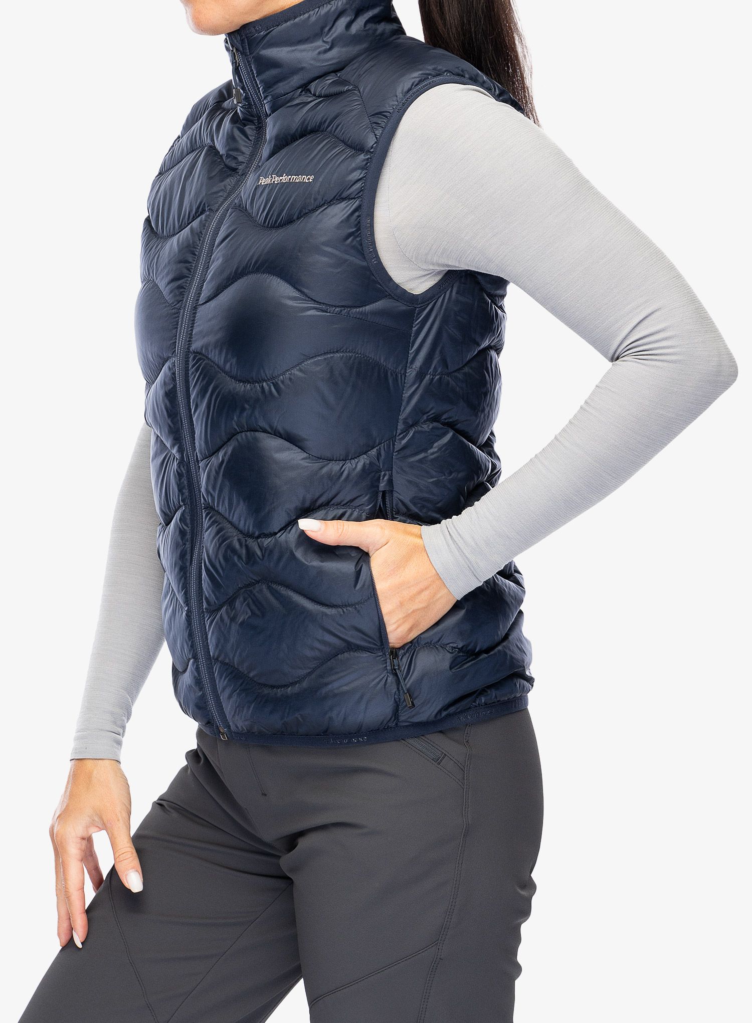 Péřová vesta dámská Peak Performance Helium Down Vest - blue shadow/shadow