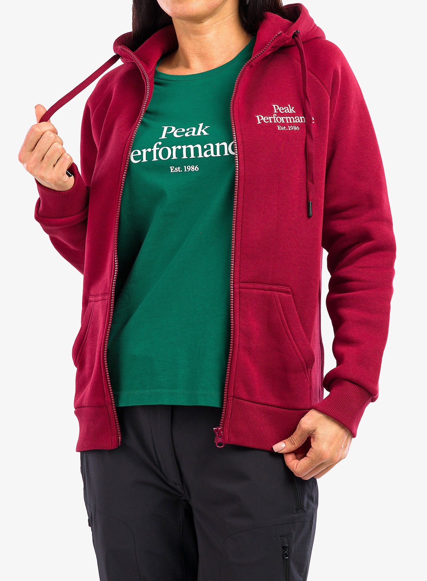 Dámská mikina Peak Performance Original Zip Hood - rogue red