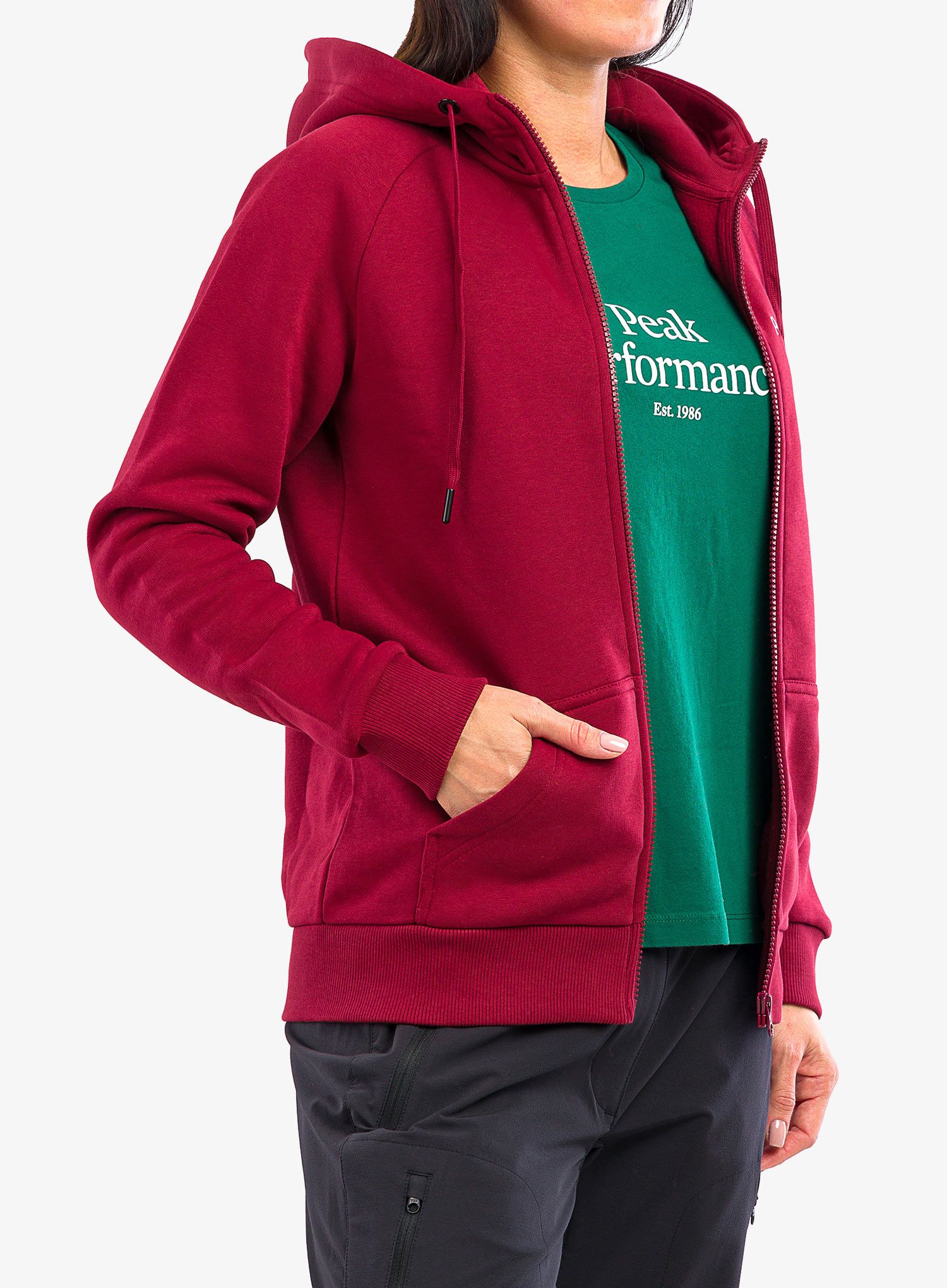 Dámská mikina Peak Performance Original Zip Hood - rogue red