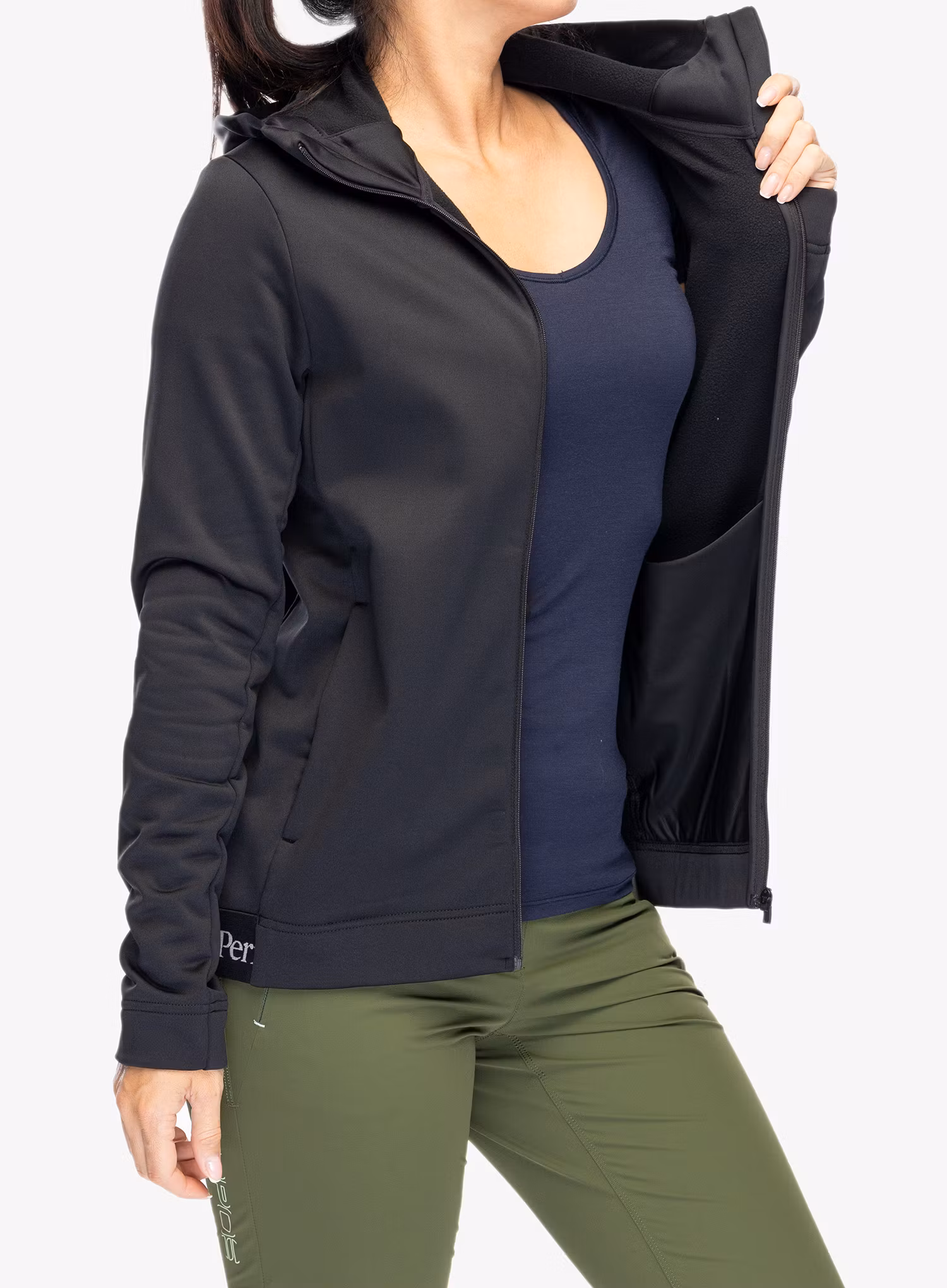 Fleece mikina dámská Peak Performance Rider Tech Zip Hood - black