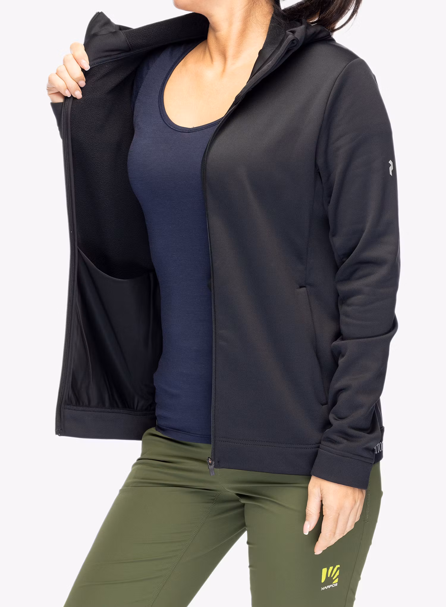 Fleece mikina dámská Peak Performance Rider Tech Zip Hood - black