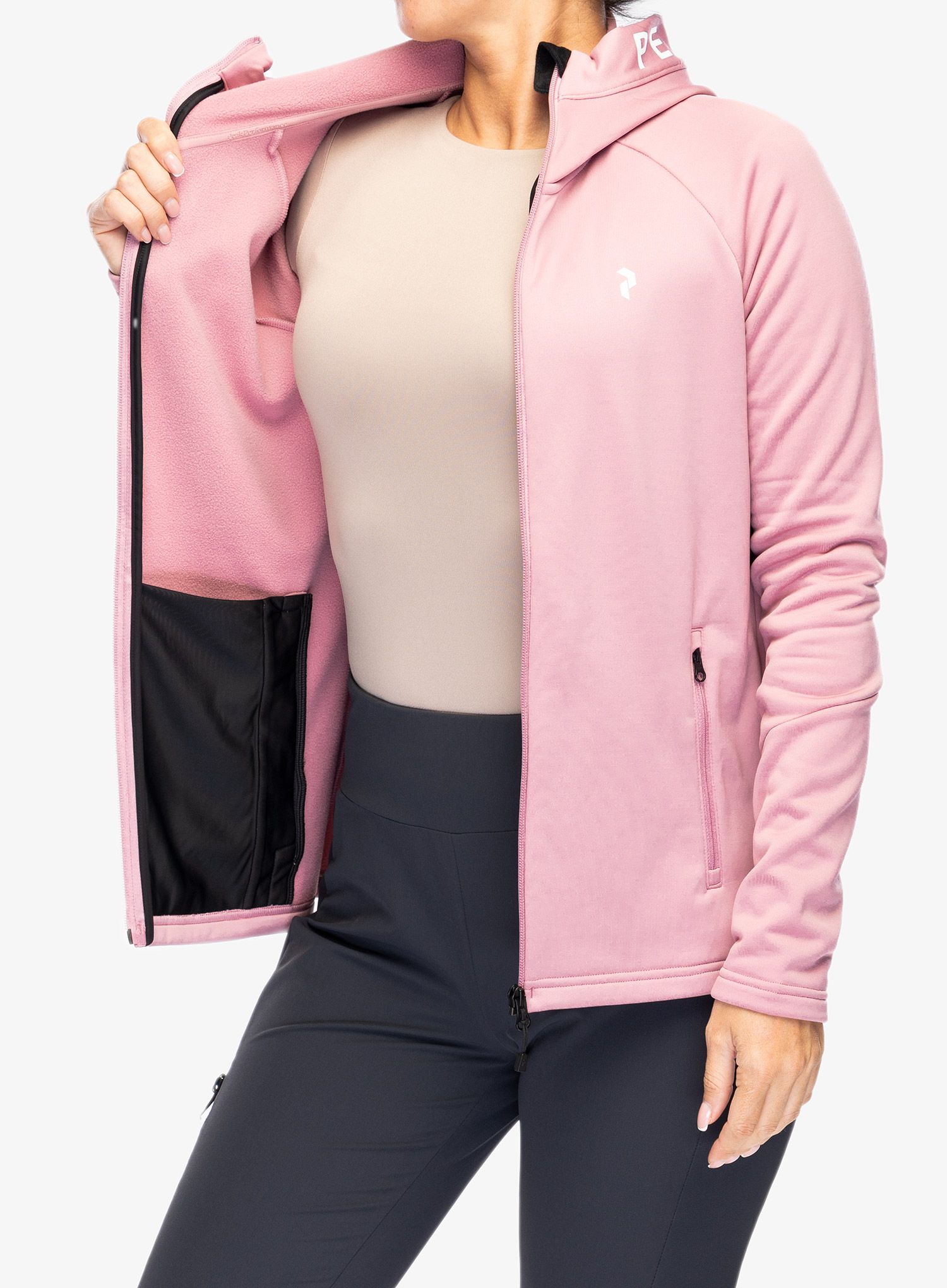 Dámská mikina s kapucí Peak Performance Rider Zip Hood - bitter root