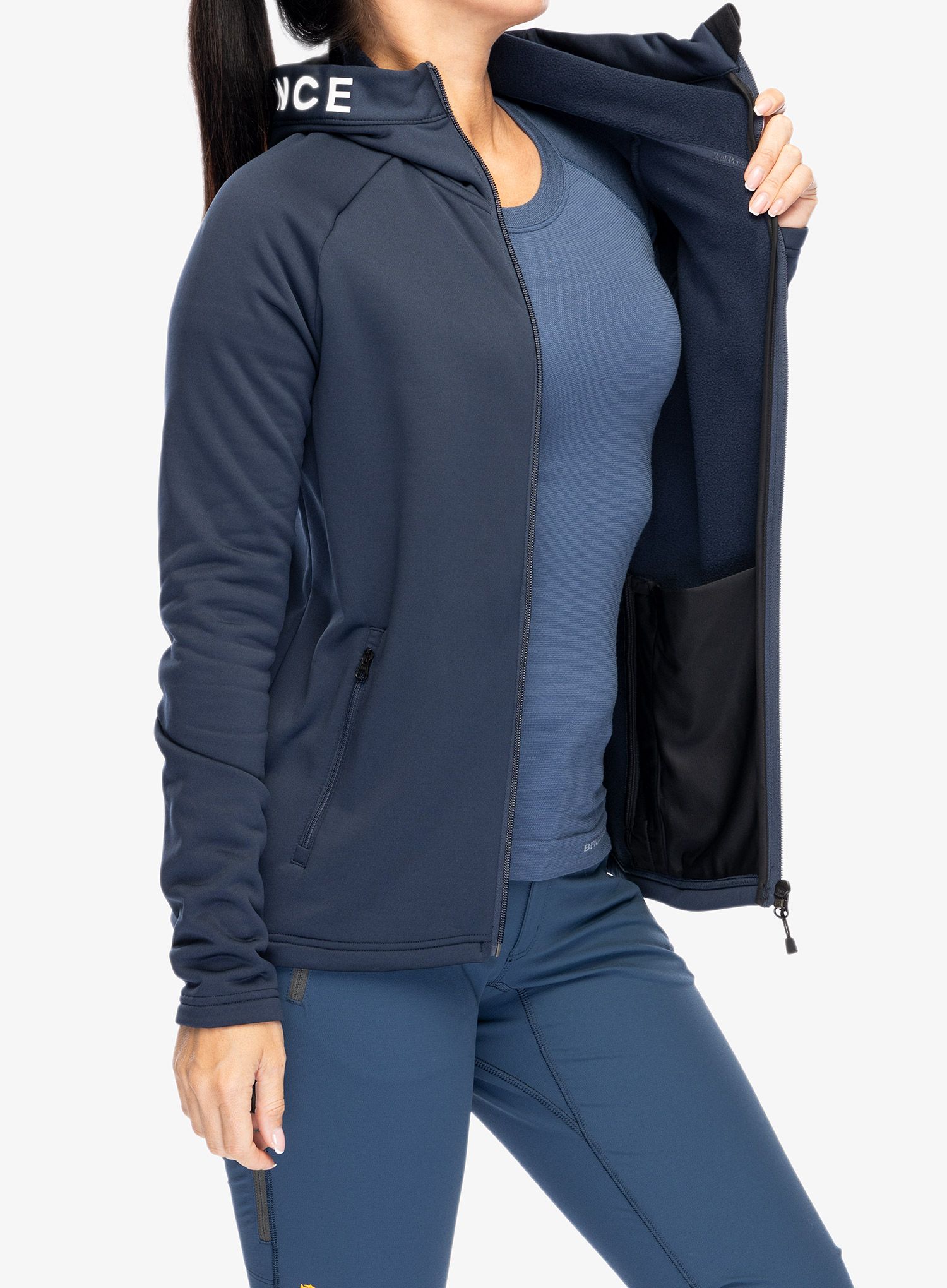 Fleece mikina dámská Peak Performance Rider Zip Hood - blue shadow/shadow