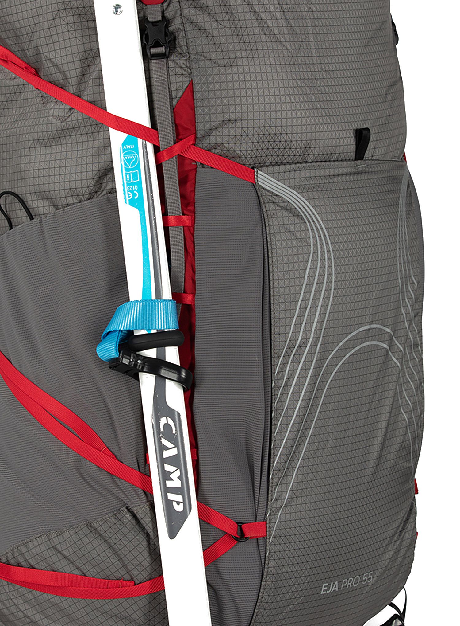 Dámský trekový batoh Osprey Eja Pro 55 - dale grey/poinsettia red