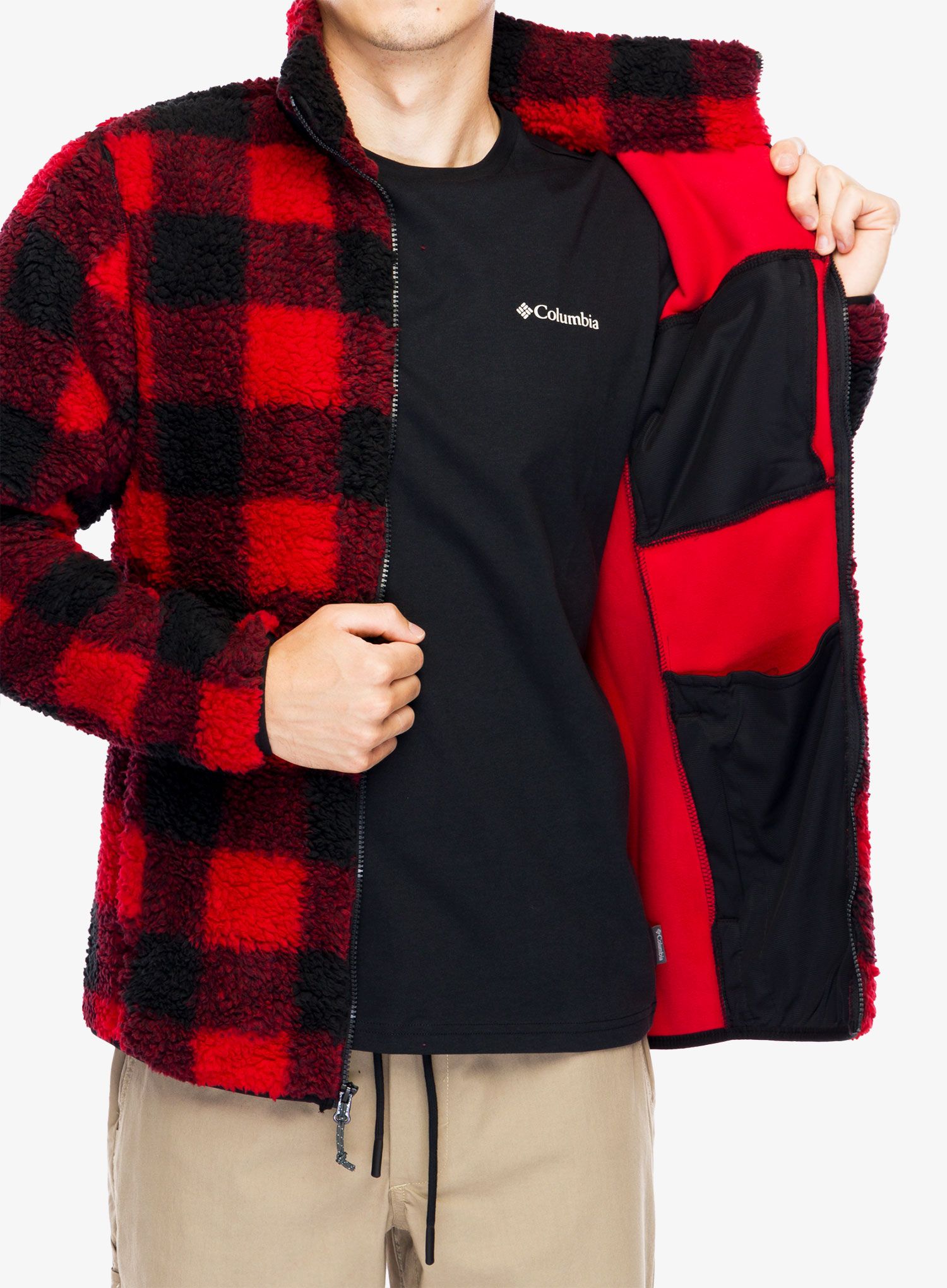Fleecová mikina Columbia Winter Pass Printed Fleece II - mountain red check