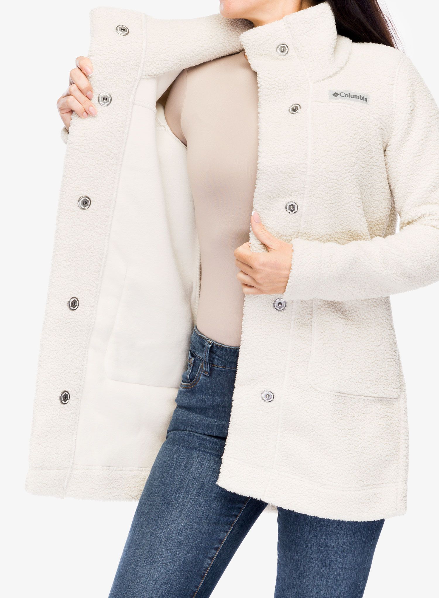 Fleecová mikina dámská Columbia Panorama Long Jacket - dark stone