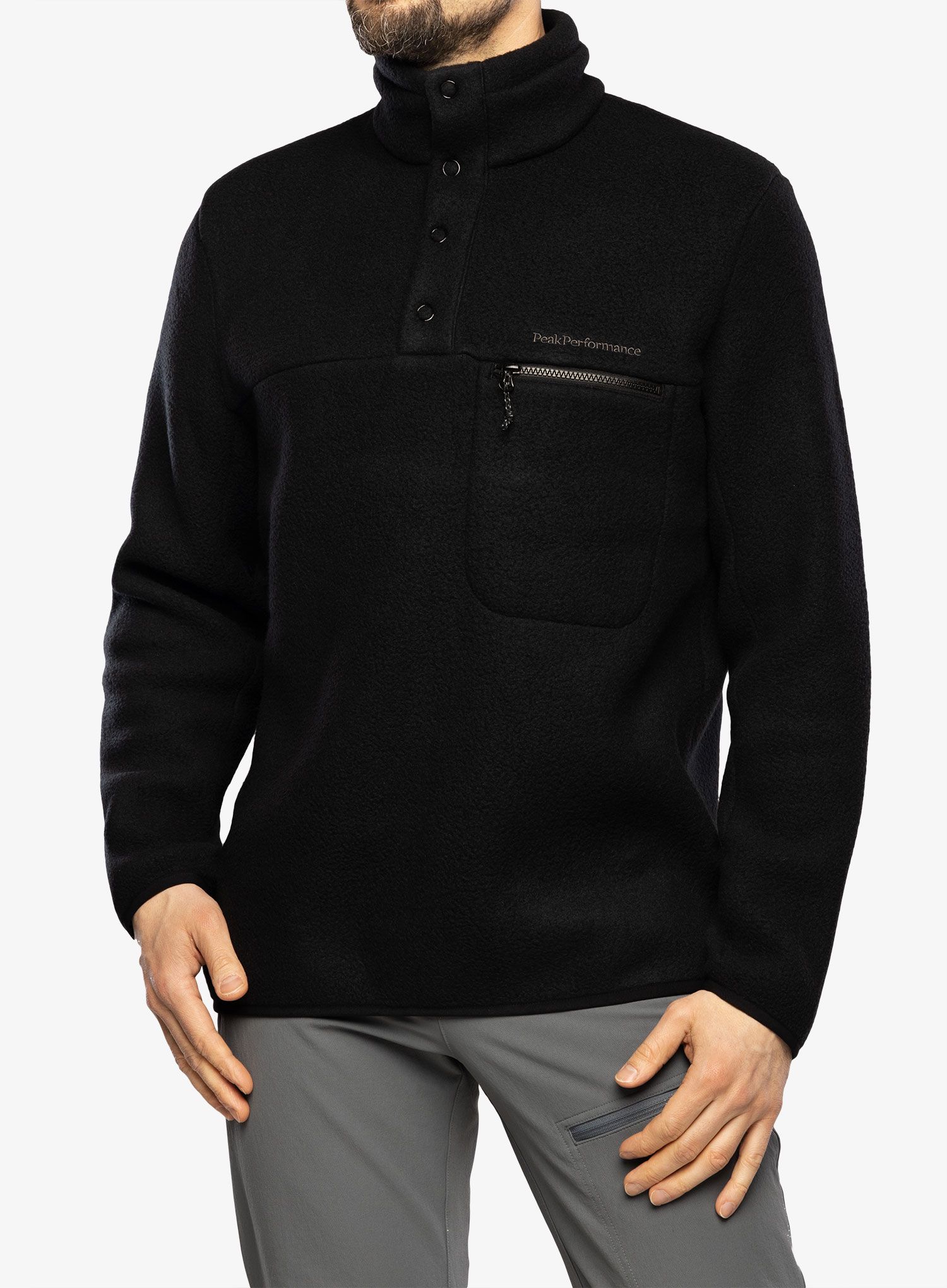 Fleece Peak Performance Fleece Snap T-Neck - black
