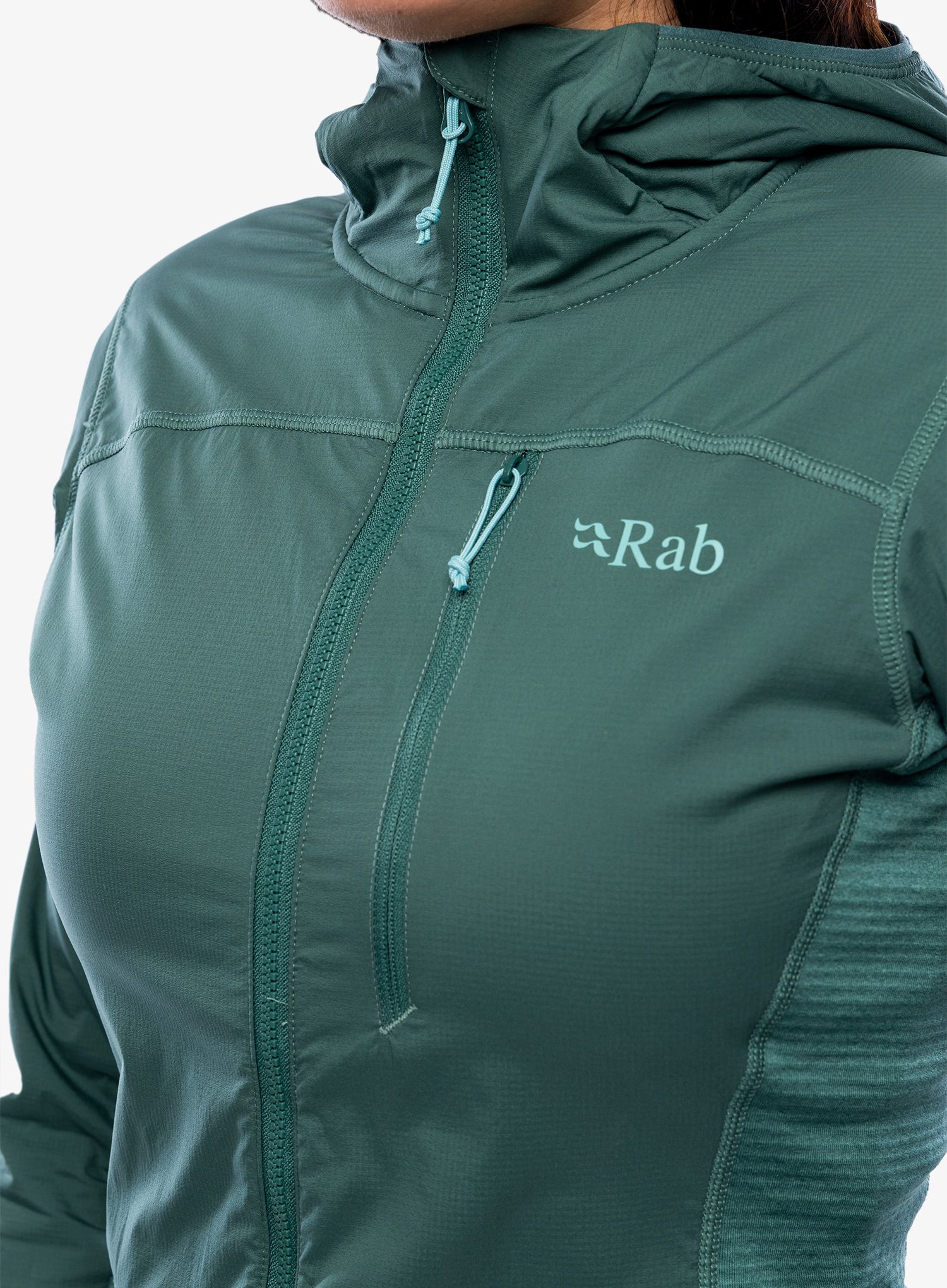 Mikina s kapucí Rab Ascendor Summit Hoody - green slate/eucalyptus