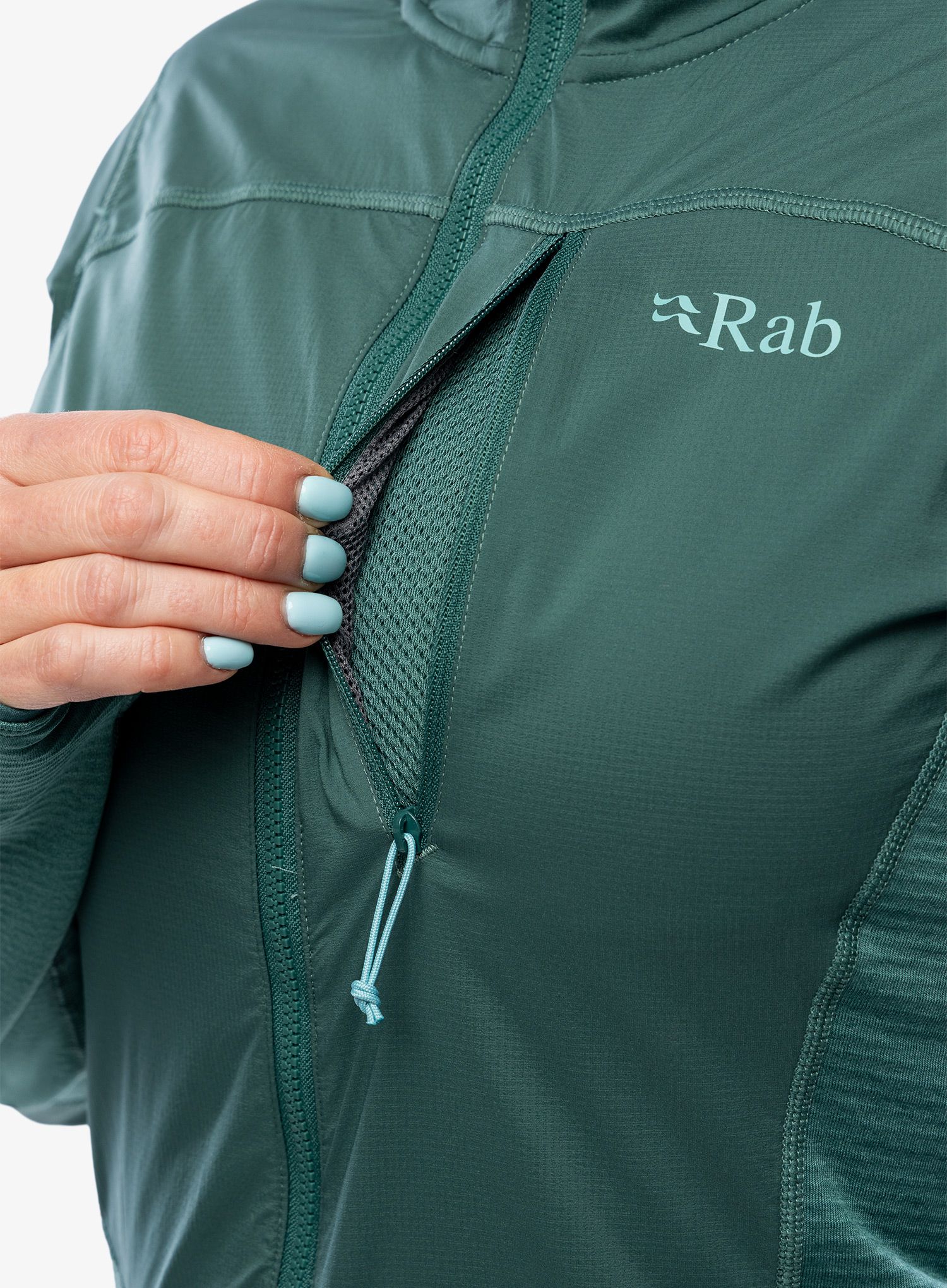 Mikina s kapucí Rab Ascendor Summit Hoody - green slate/eucalyptus