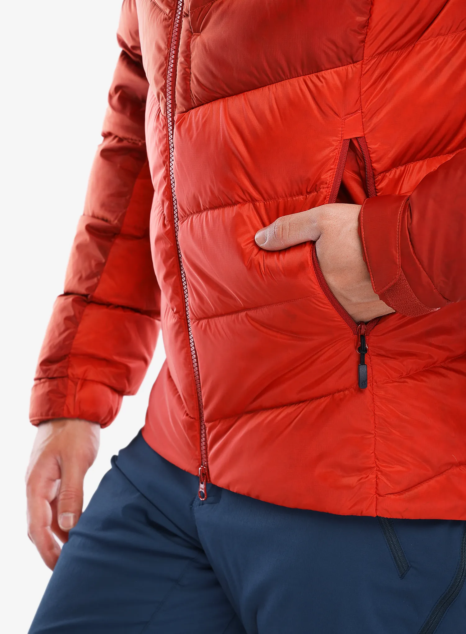 Péřová bunda Rab Axion Pro Jacket - tuscan red/dark horizon