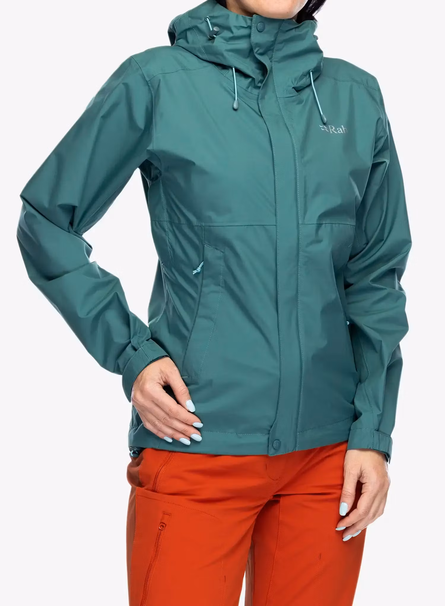 Dámská bunda do deště Rab Downpour Eco Jacket - eucalyptus