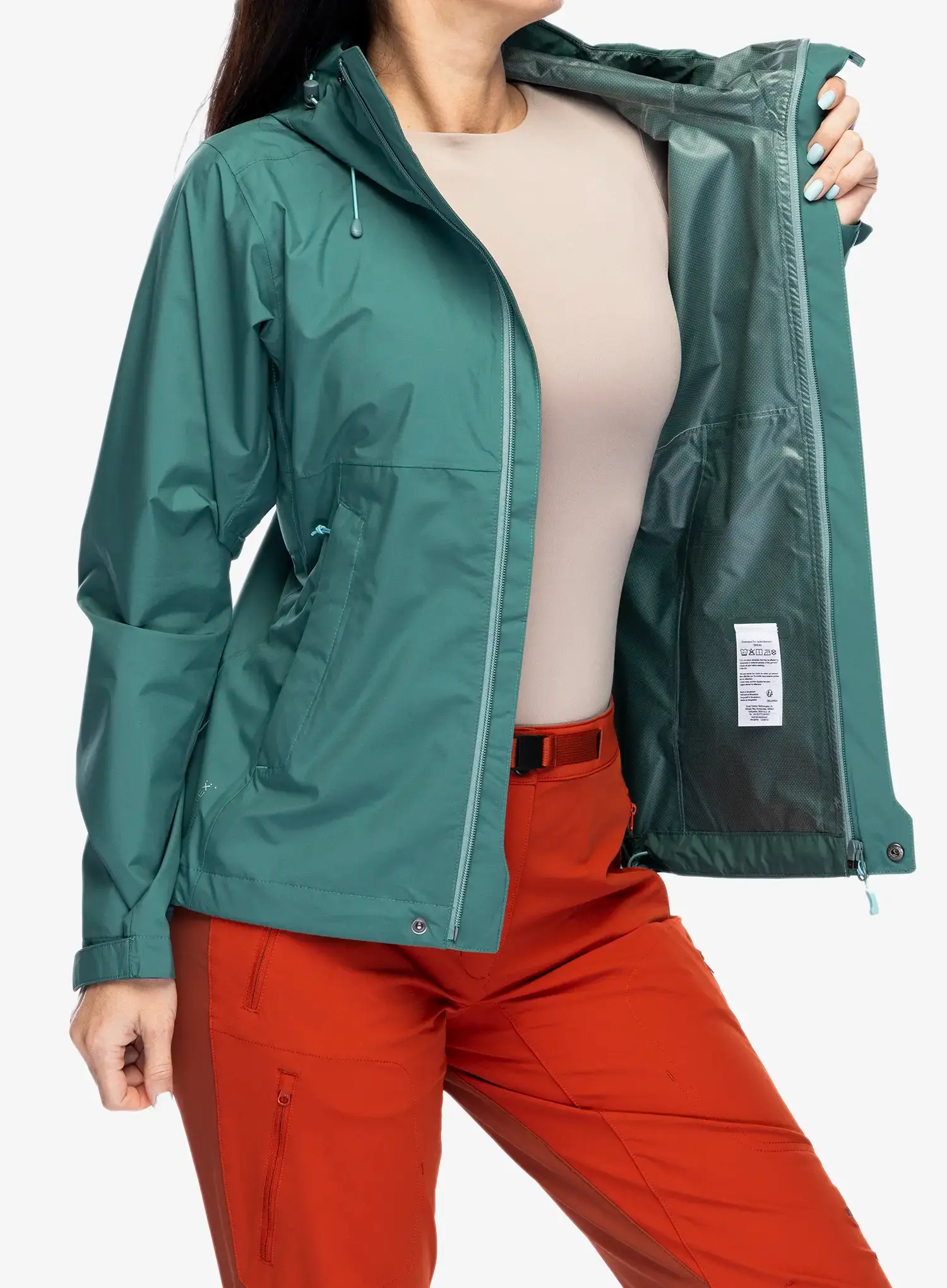 Dámská bunda do deště Rab Downpour Eco Jacket - eucalyptus