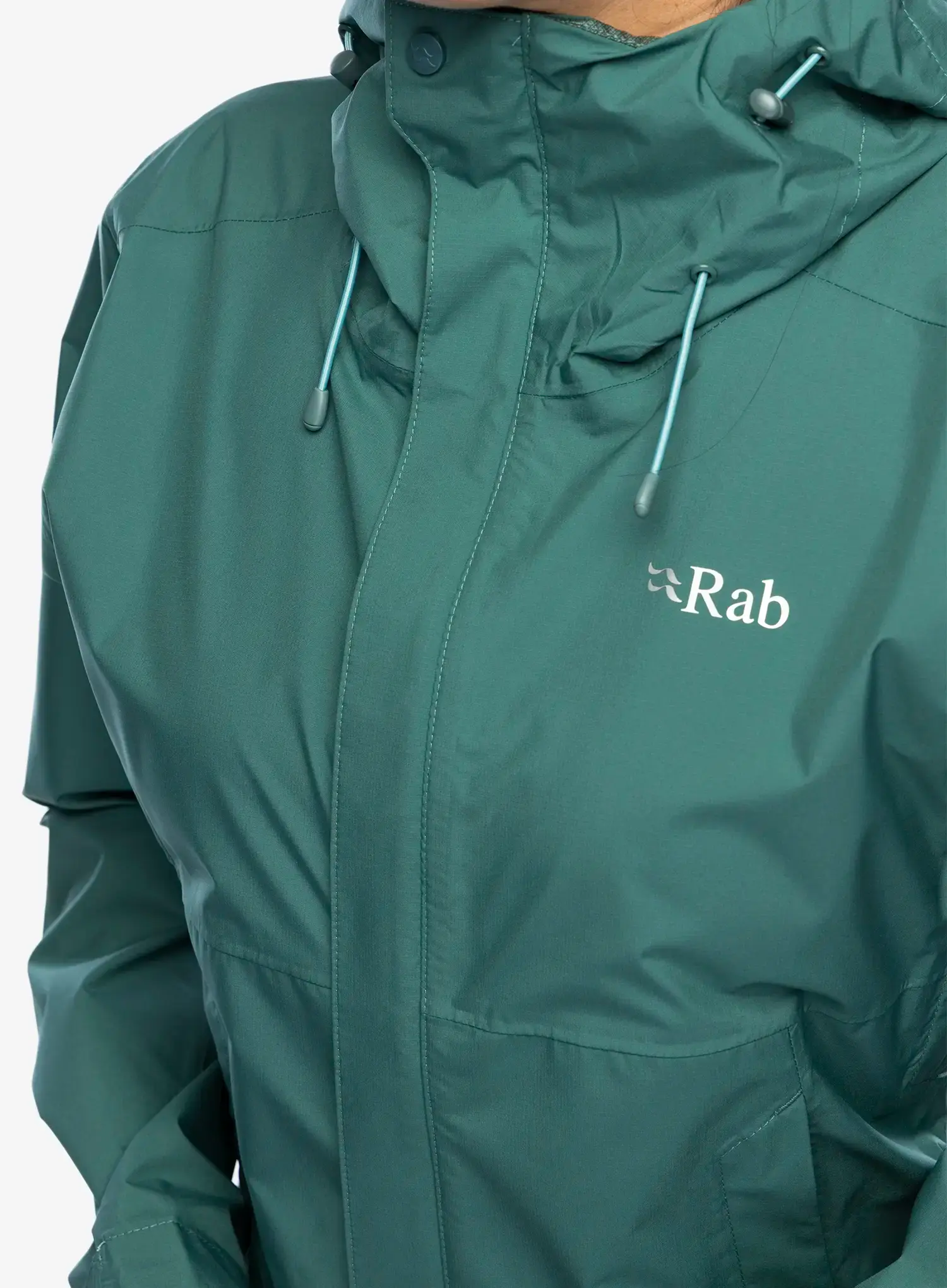 Dámská bunda do deště Rab Downpour Eco Jacket - eucalyptus