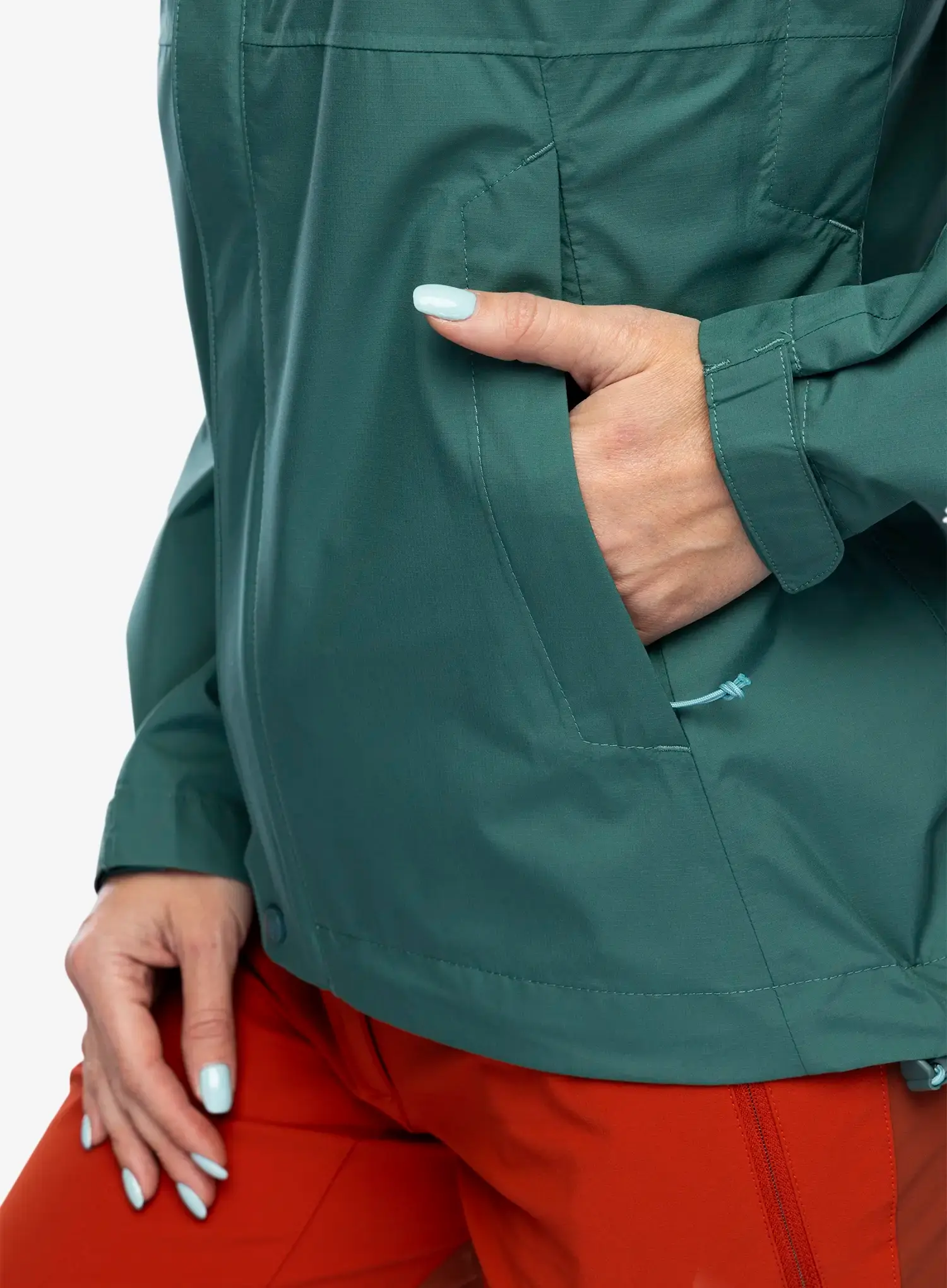 Dámská bunda do deště Rab Downpour Eco Jacket - eucalyptus