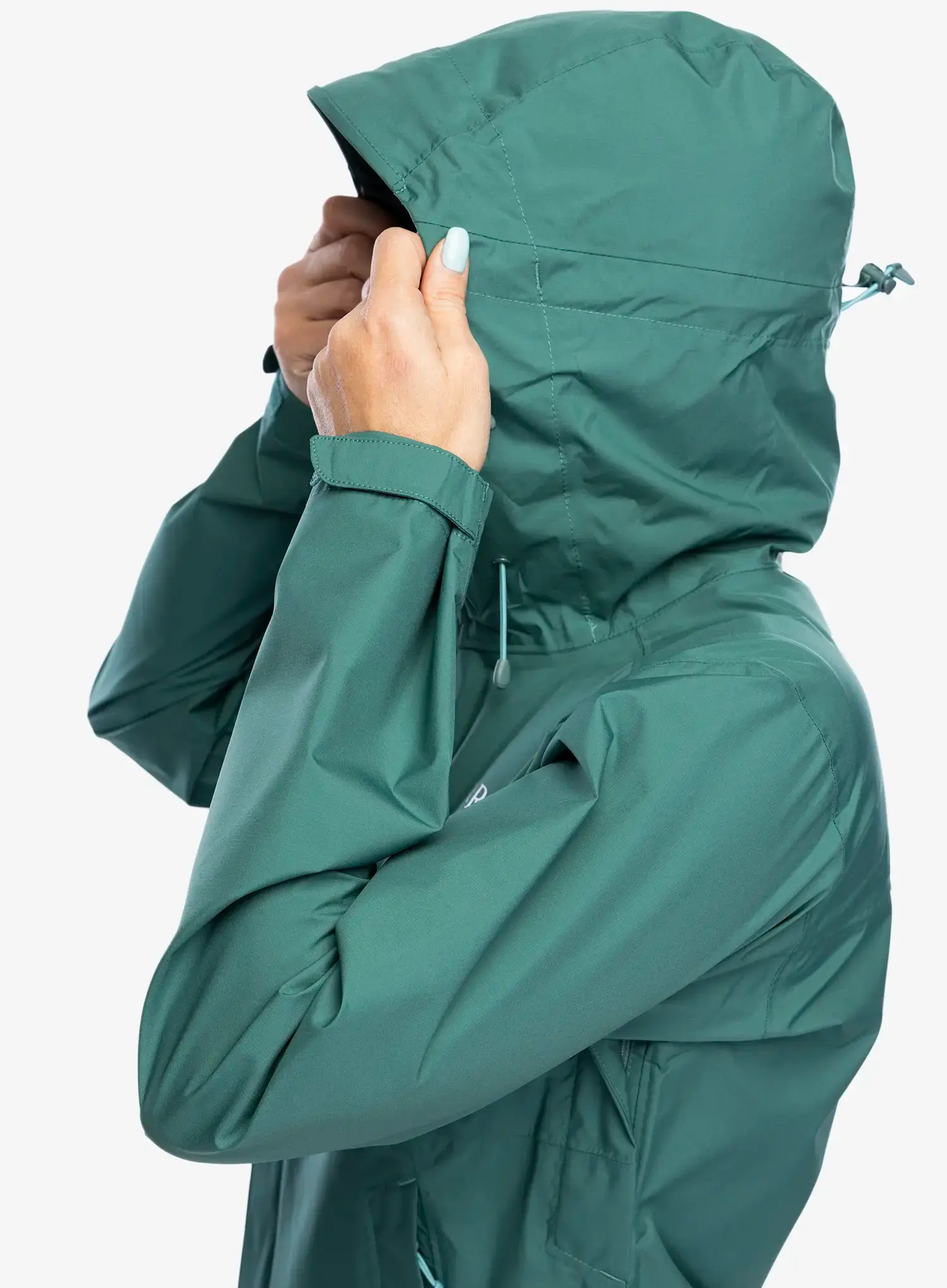 Dámská bunda do deště Rab Downpour Eco Jacket - eucalyptus