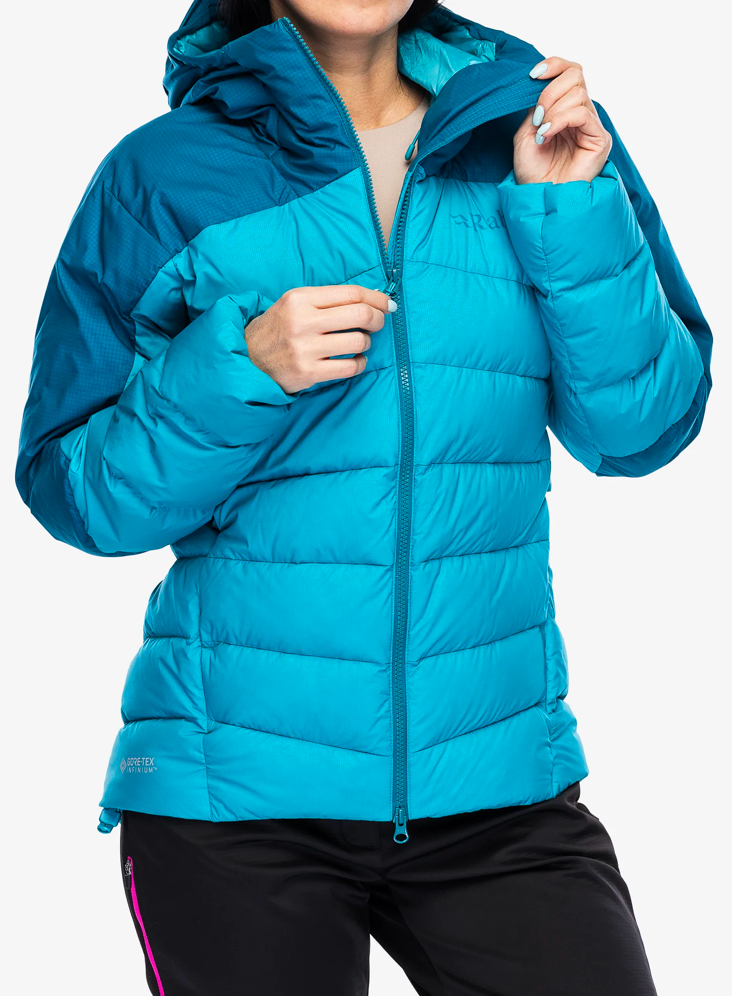 Dámská péřová bunda Rab Infinity Alpine Jacket - ultramarine/aquamarine