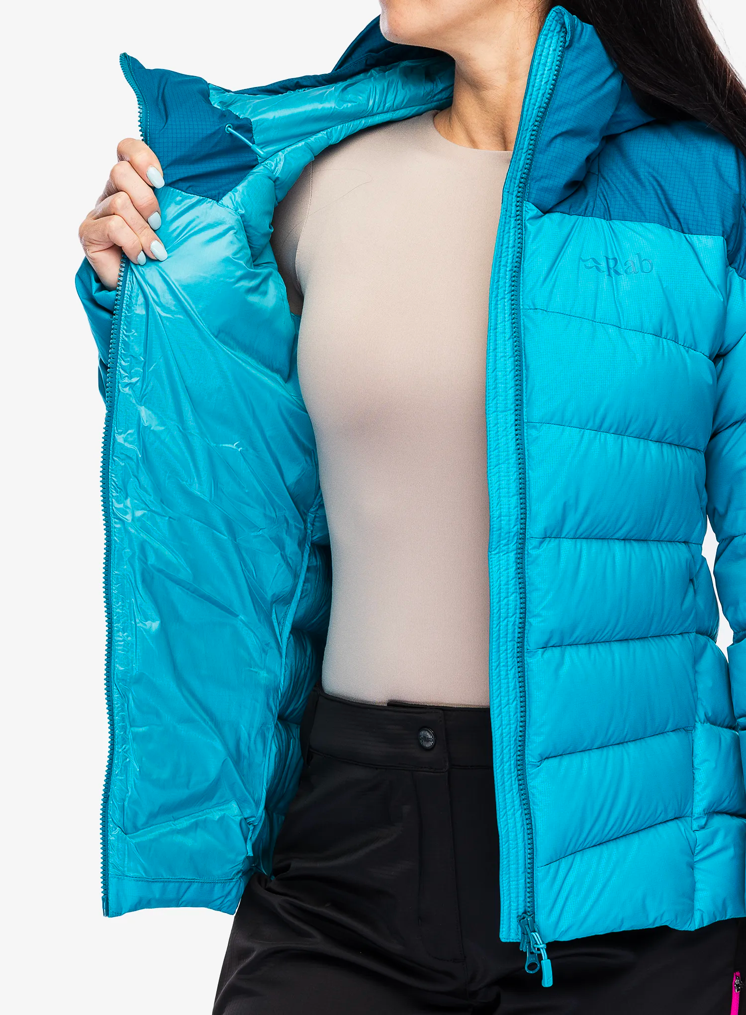 Dámská péřová bunda Rab Infinity Alpine Jacket - ultramarine/aquamarine