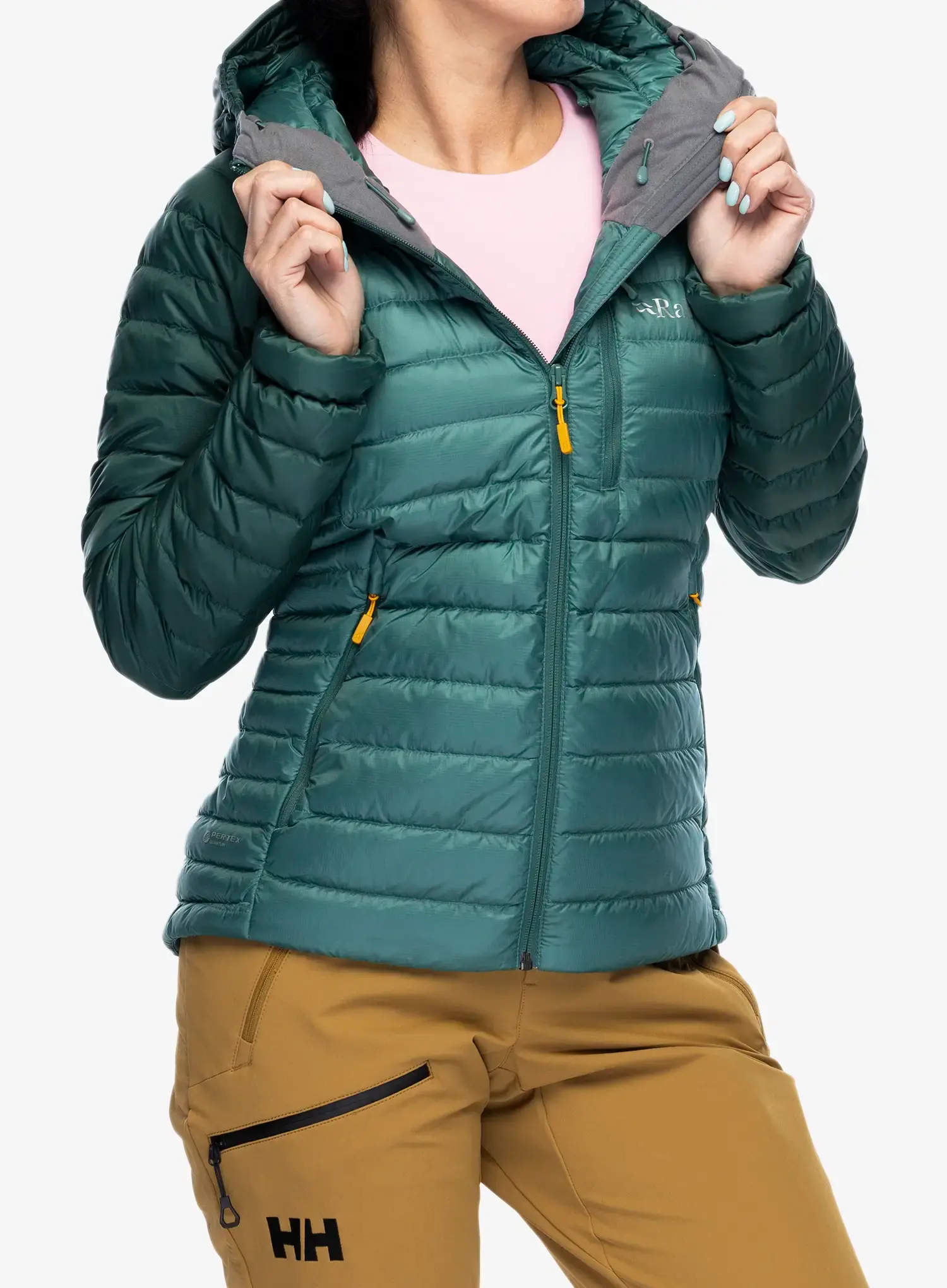 Dámská péřová bunda Rab Microlight Alpine Jacket - green slate/eucalyptus