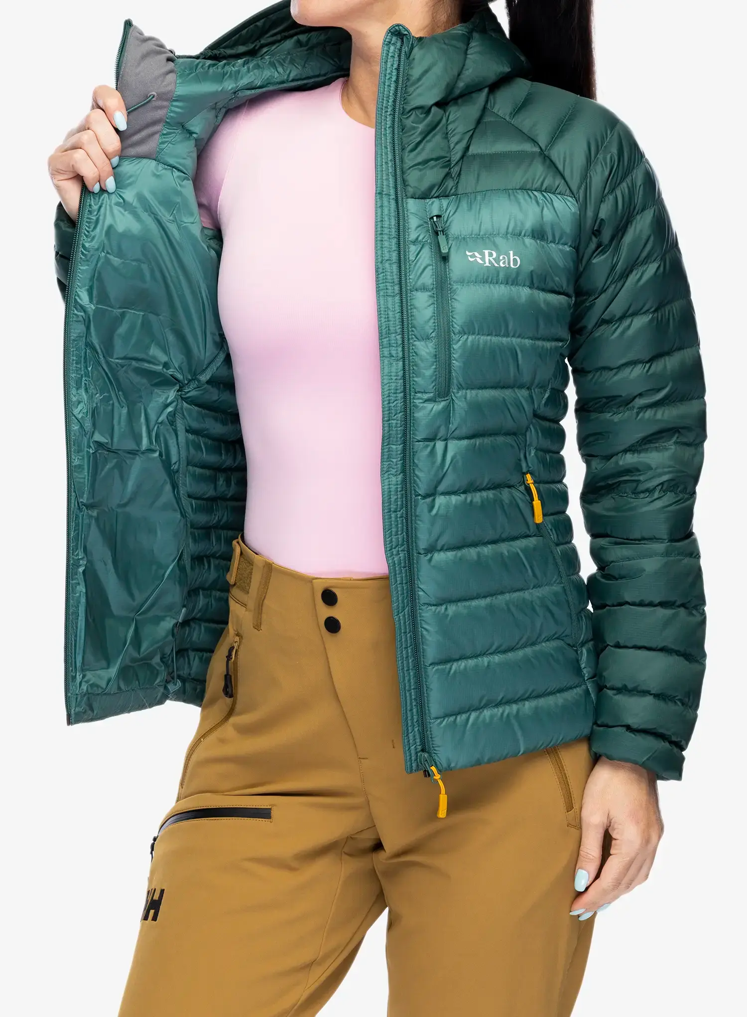 Dámská péřová bunda Rab Microlight Alpine Jacket - green slate/eucalyptus