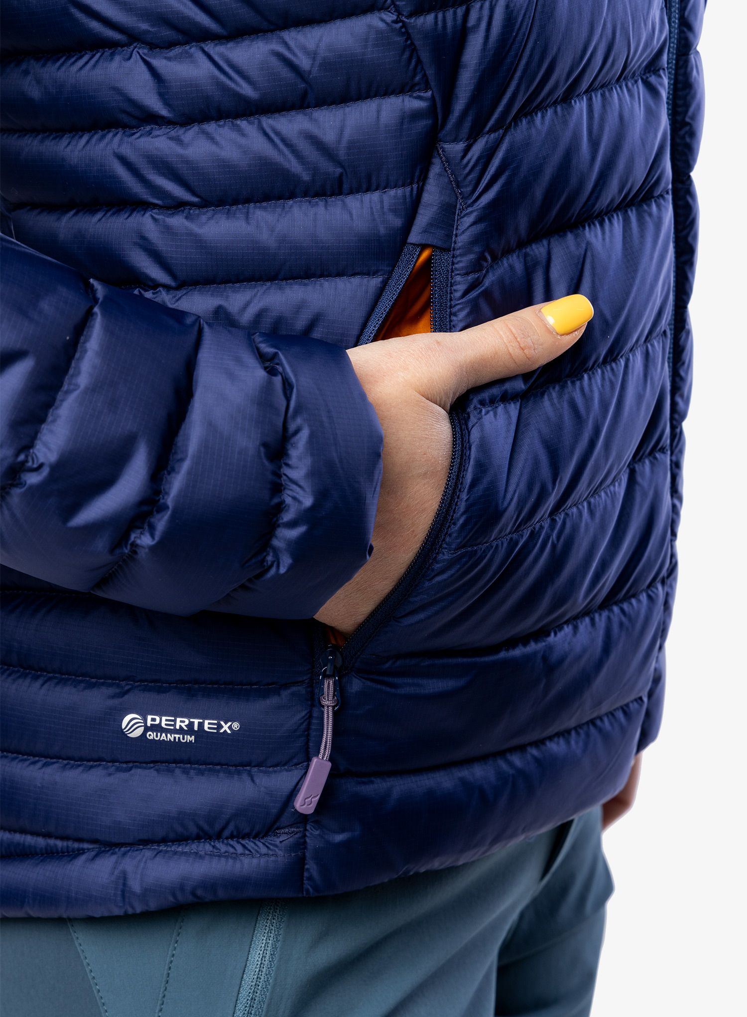 Dámská péřová bunda Rab Microlight Alpine Jacket - patriot blue/marmalade