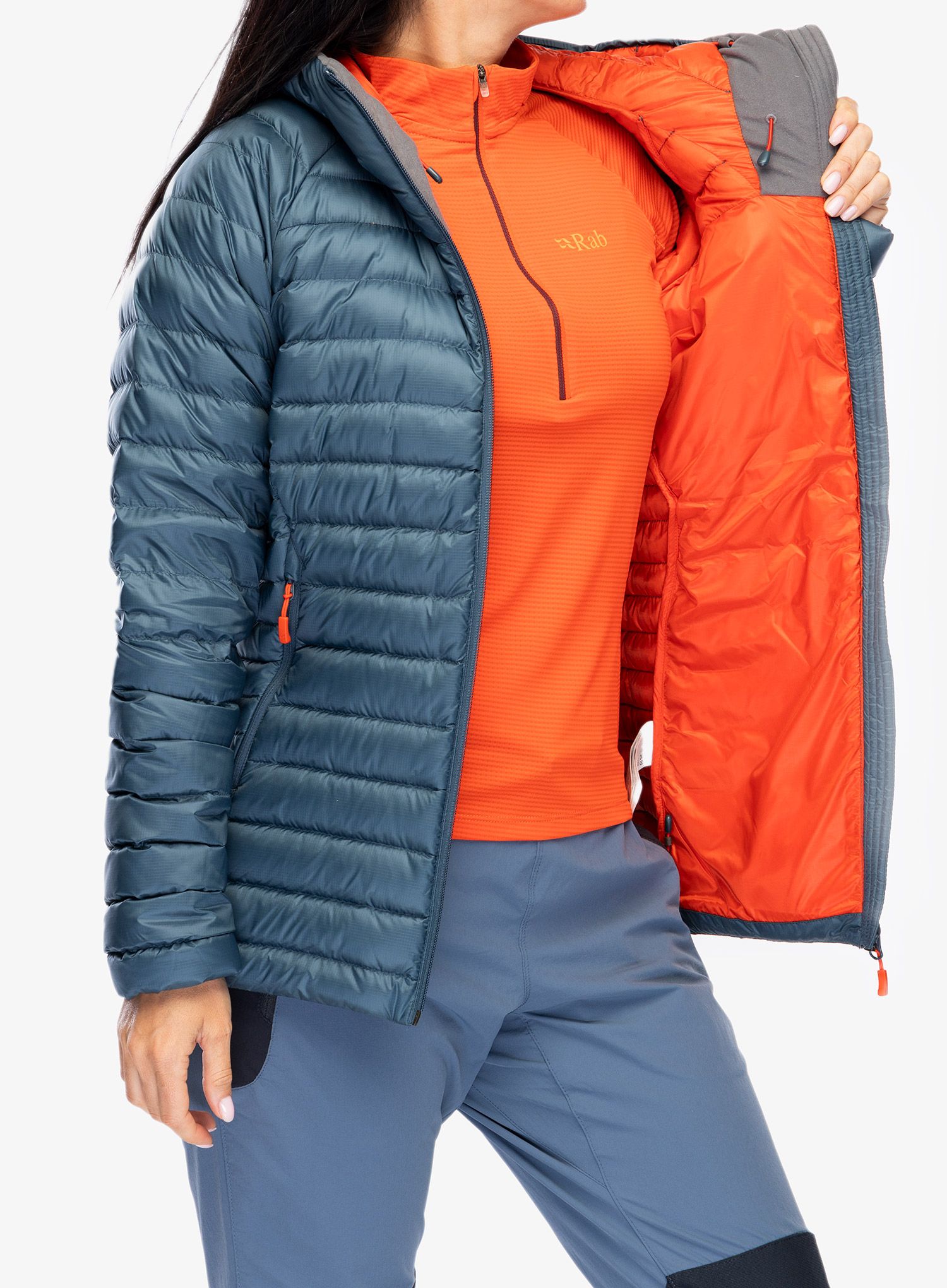 Dámská péřová bunda Rab Microlight Alpine Long Jacket - orion blue
