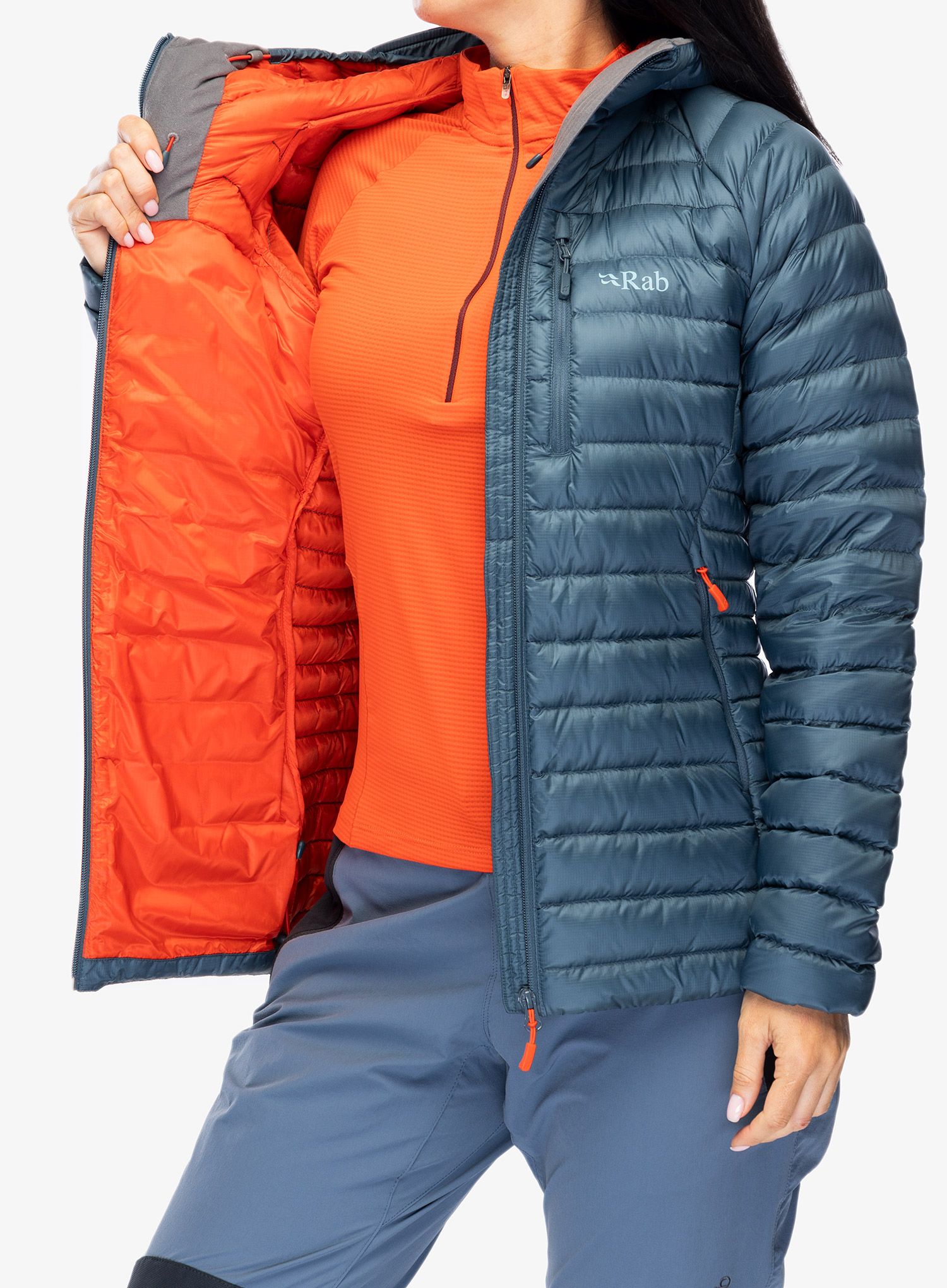 Dámská péřová bunda Rab Microlight Alpine Long Jacket - orion blue