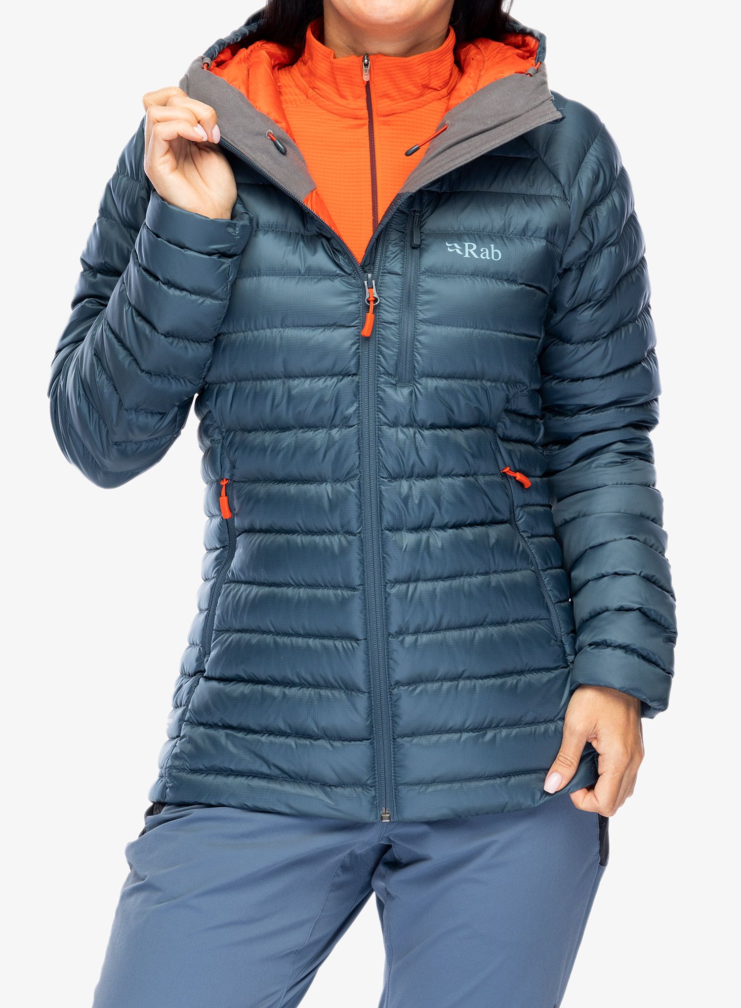 Dámská péřová bunda Rab Microlight Alpine Long Jacket - orion blue