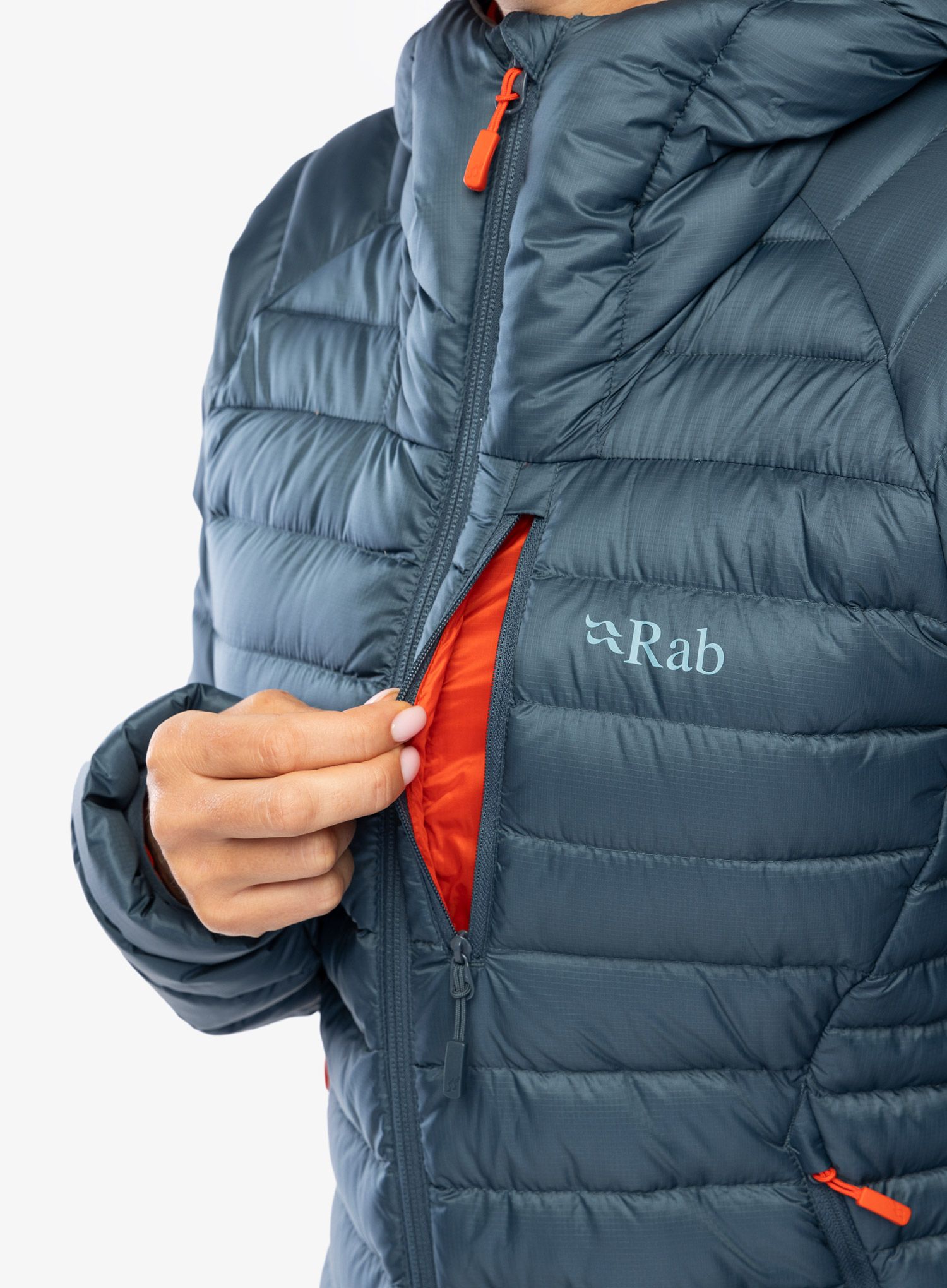 Dámská péřová bunda Rab Microlight Alpine Long Jacket - orion blue