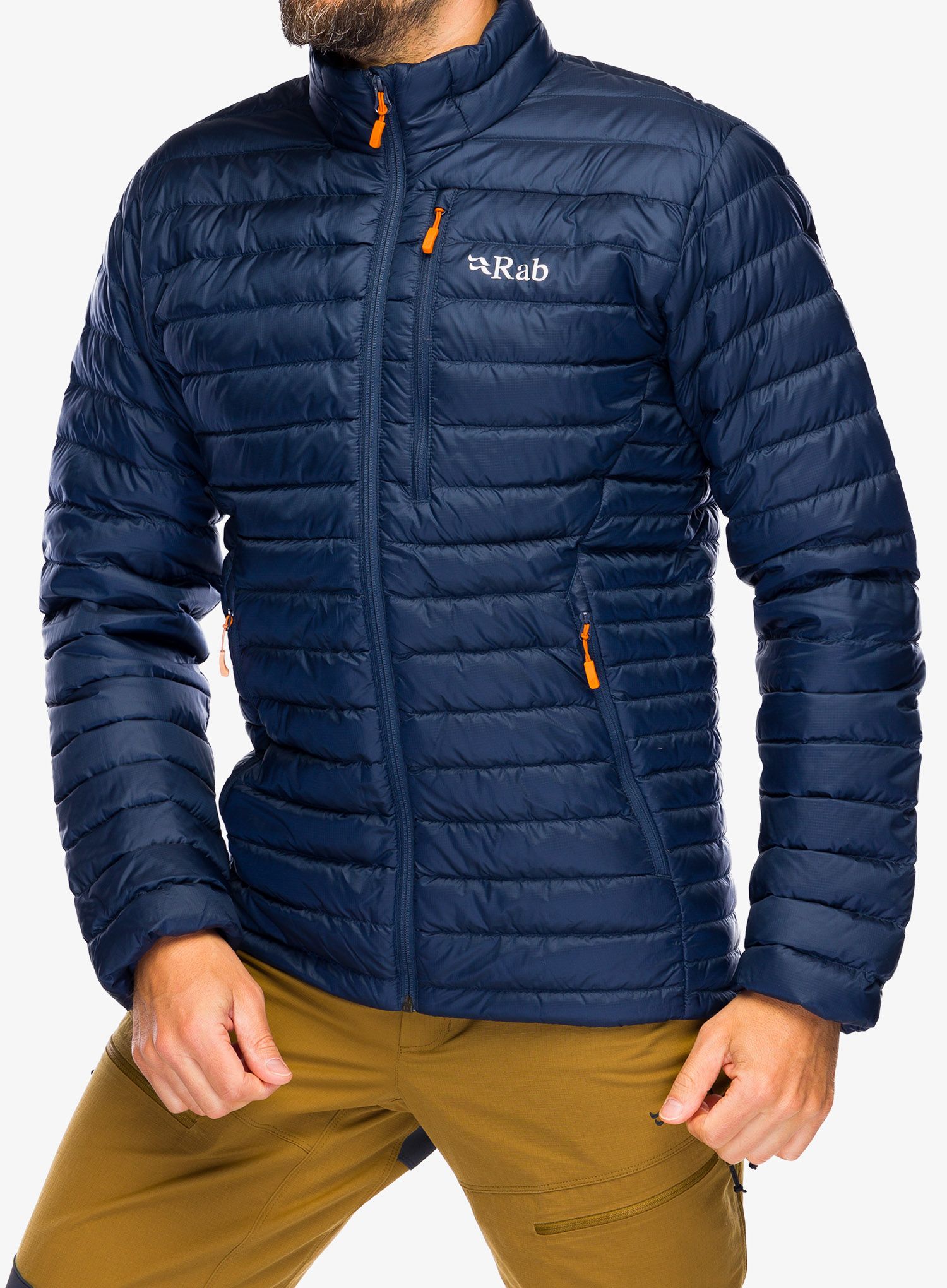 Péřová bunda Rab Microlight Jacket - deep ink/marmalade