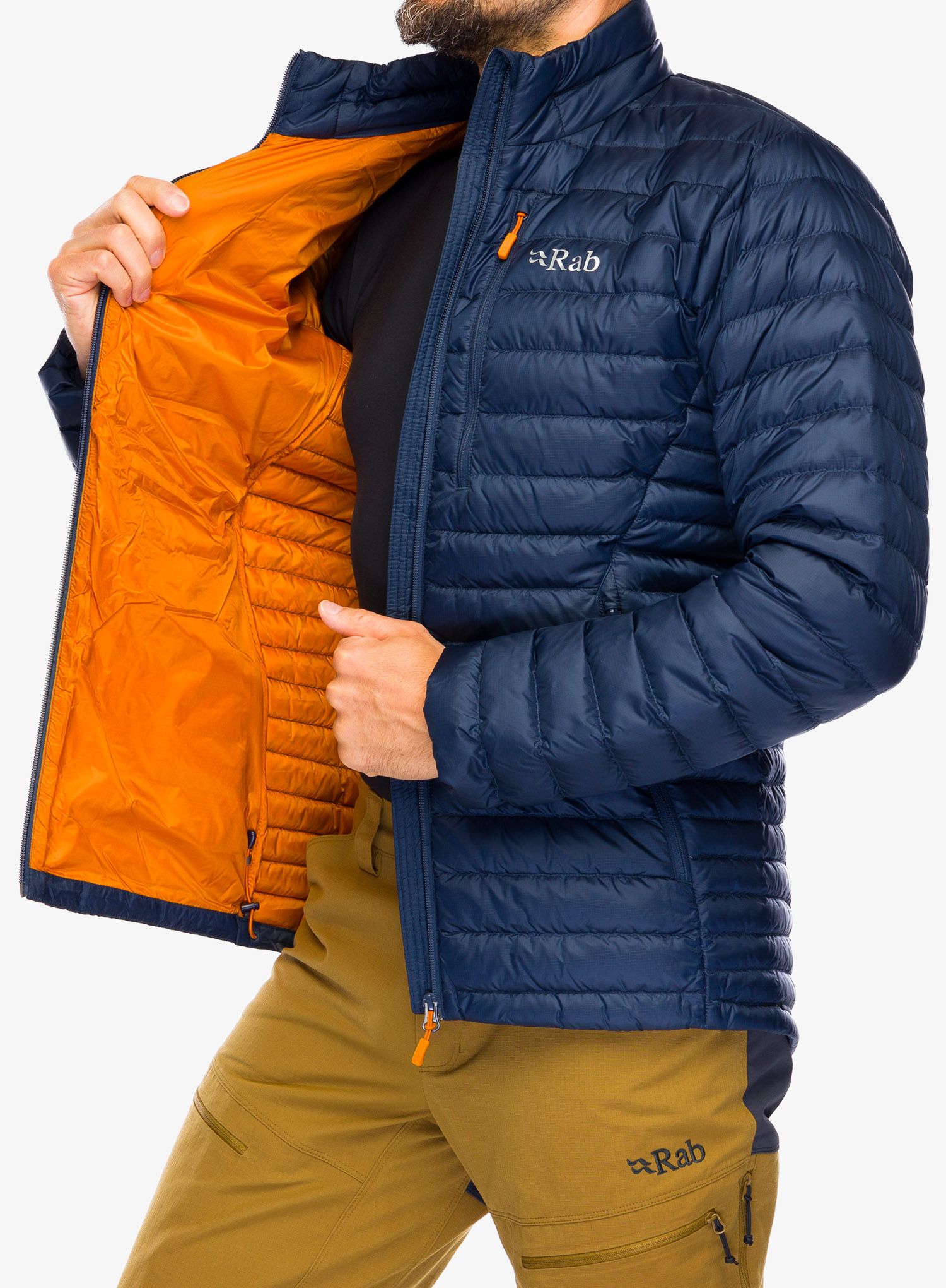 Péřová bunda Rab Microlight Jacket - deep ink/marmalade