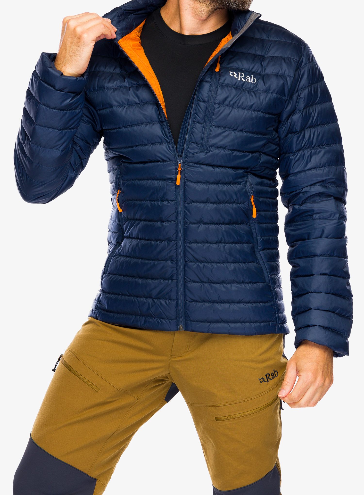 Péřová bunda Rab Microlight Jacket - deep ink/marmalade