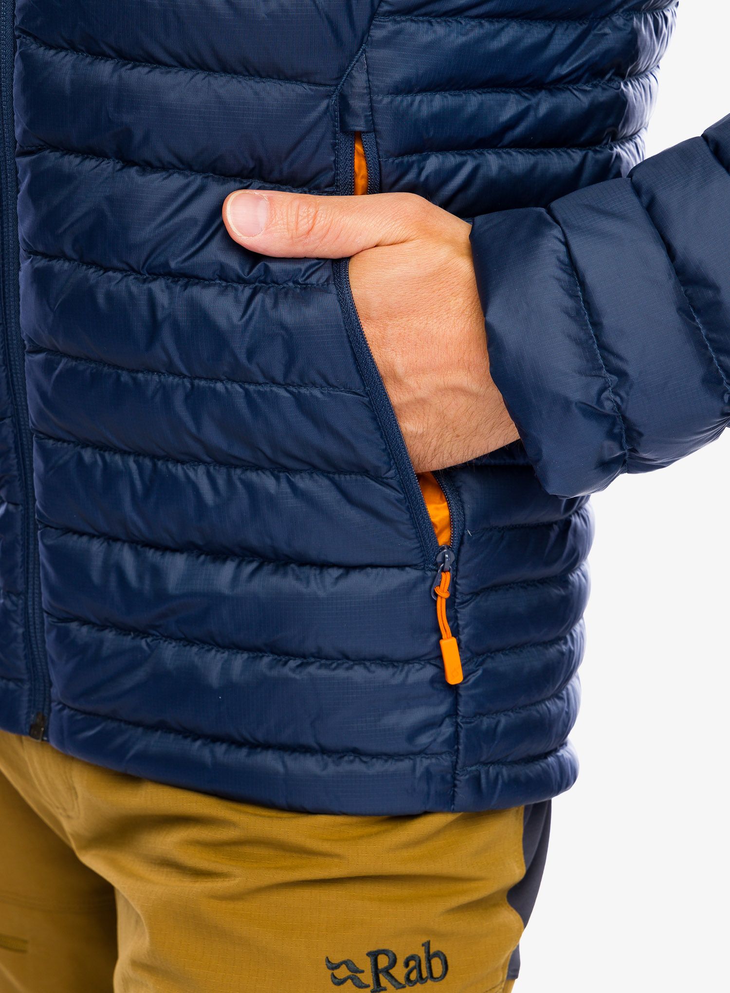 Péřová bunda Rab Microlight Jacket - deep ink/marmalade