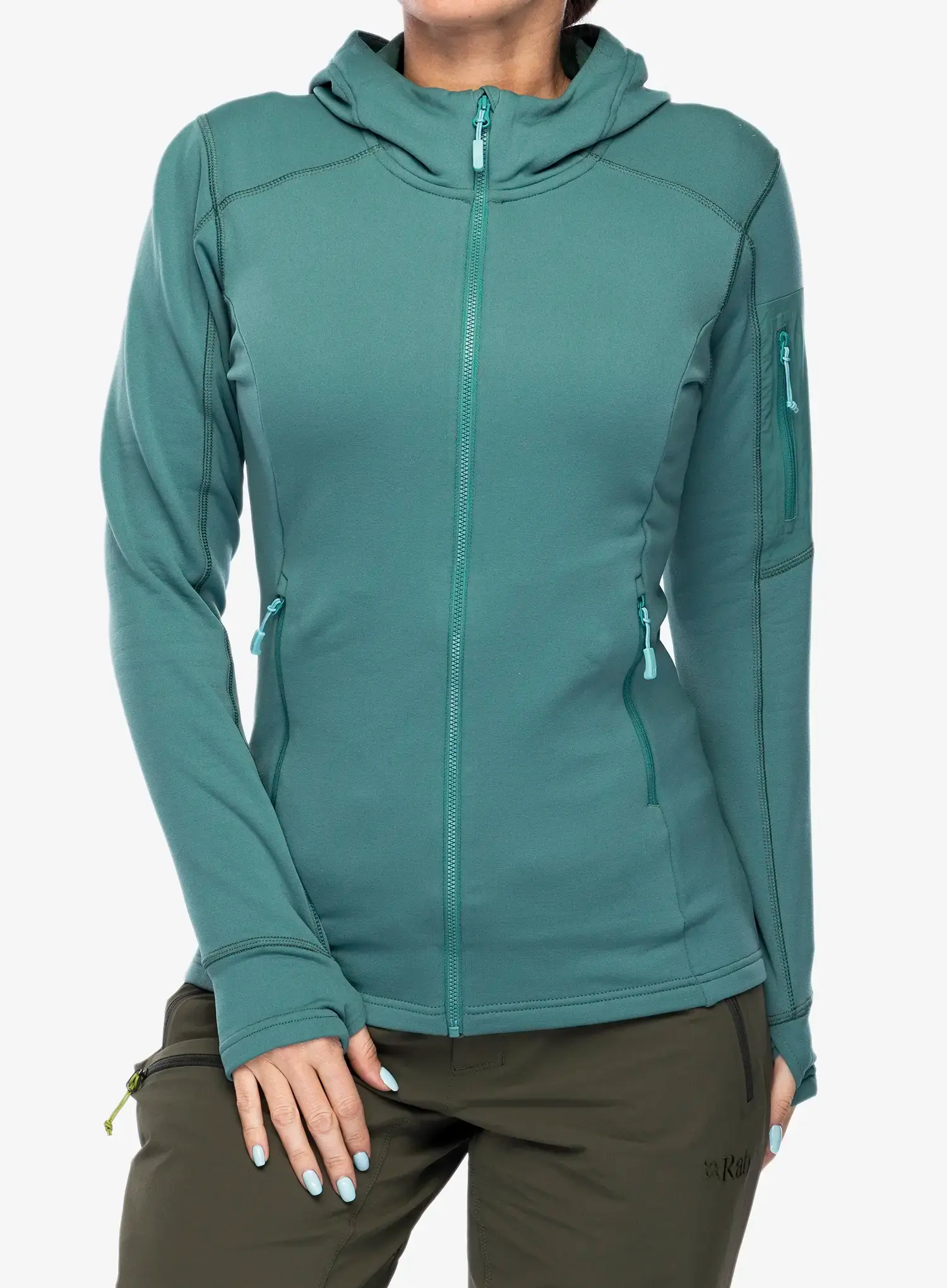 Fleece mikina dámská Rab Modulus Hoody - eucalyptus