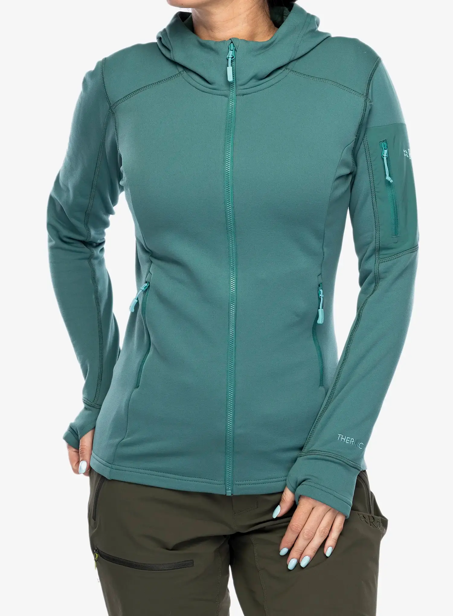 Fleece mikina dámská Rab Modulus Hoody - eucalyptus
