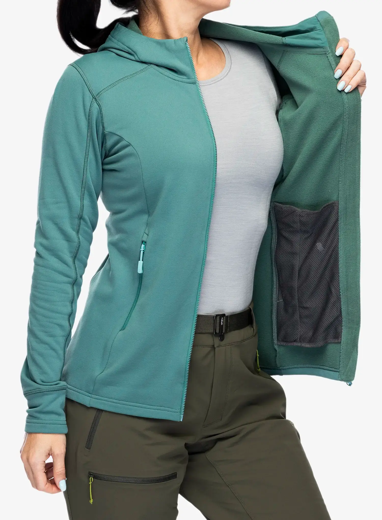 Fleece mikina dámská Rab Modulus Hoody - eucalyptus